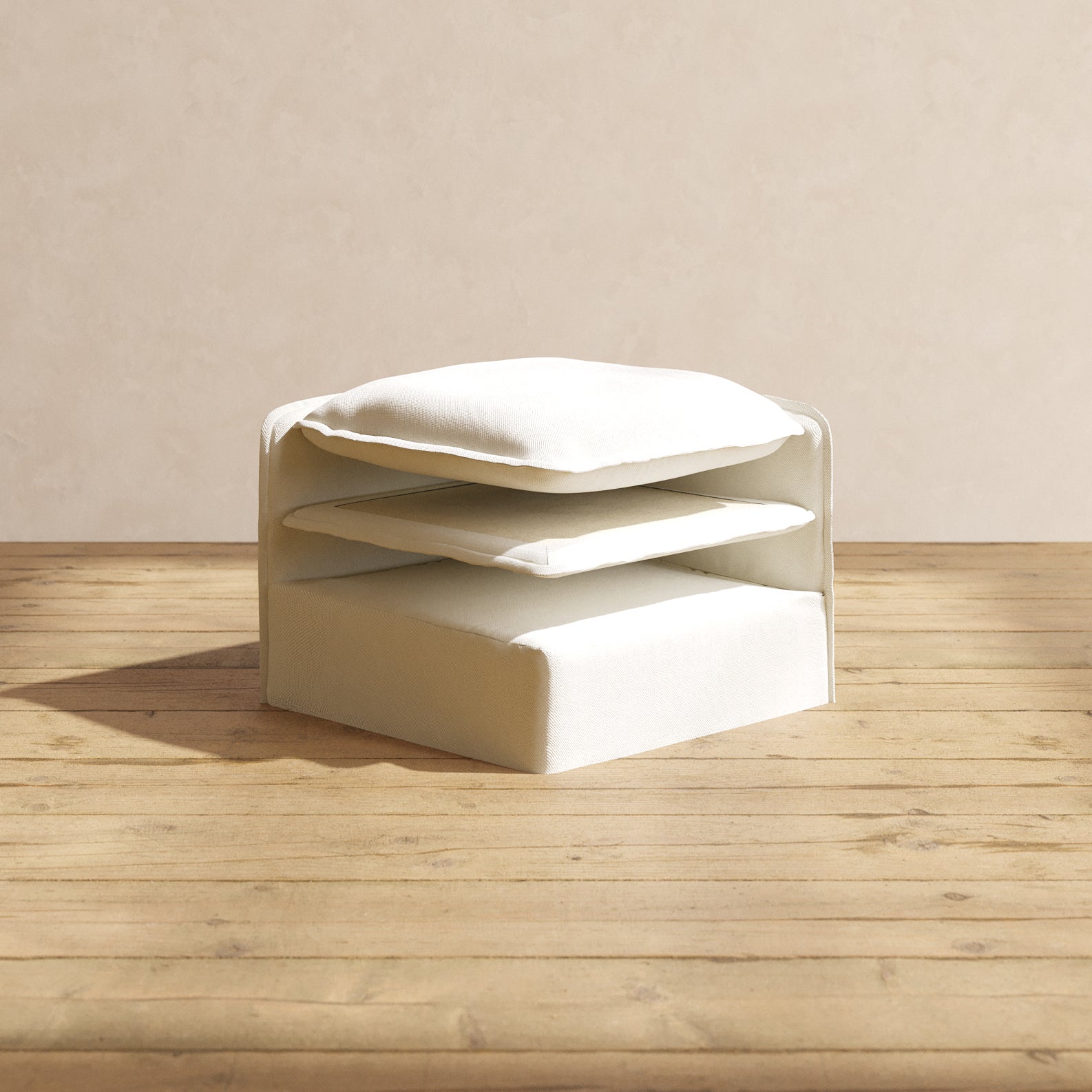 Premium Plush Ottoman Cover Set - Soft Eggshell Weave for Ultimate Comfort | Perfect for Living Room, Bedroom & Home Decor