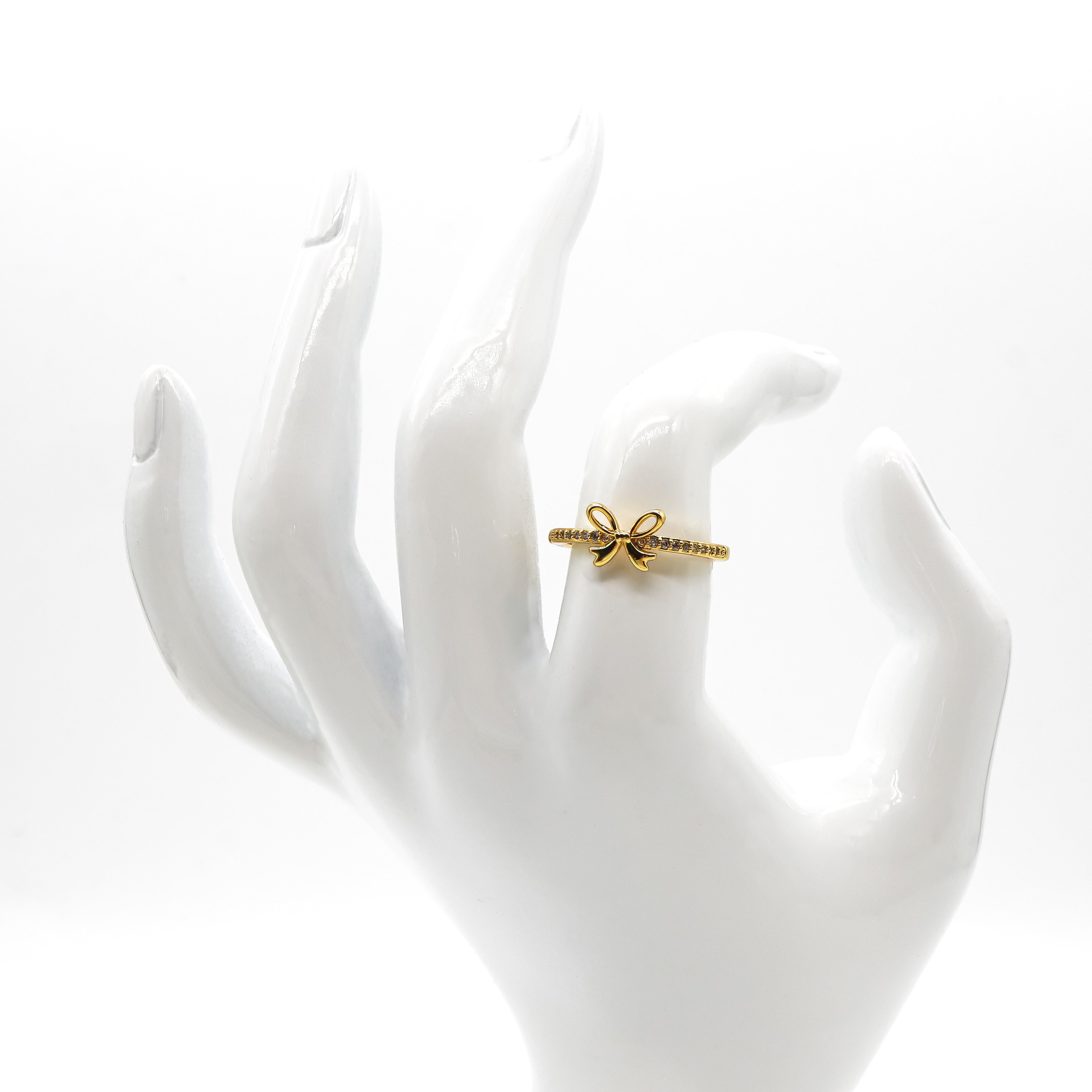 18K Gold Plated Adjustable Bow Ring for Women - Elegant Fashion Jewelry Gift for Birthday, Anniversary & Valentine's Day - Perfect for Everyday Wear & Special Occasions
