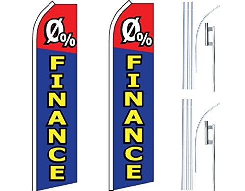 2 Pack Swooper Flutter Feather Flags with 2 Poles & Ground Spikes - 0% Financing - Blue, Yellow, Red - Perfect for Outdoor Events, Sports Games, and Business Advertising