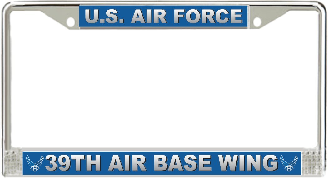 MilitaryBest U.S. Air Force 39th Air Base Wing License Plate Frame - Durable Metal Car Accessory for Military Enthusiasts & Veterans - Perfect for Trucks, Cars & Motorcycles to Show Patriotism