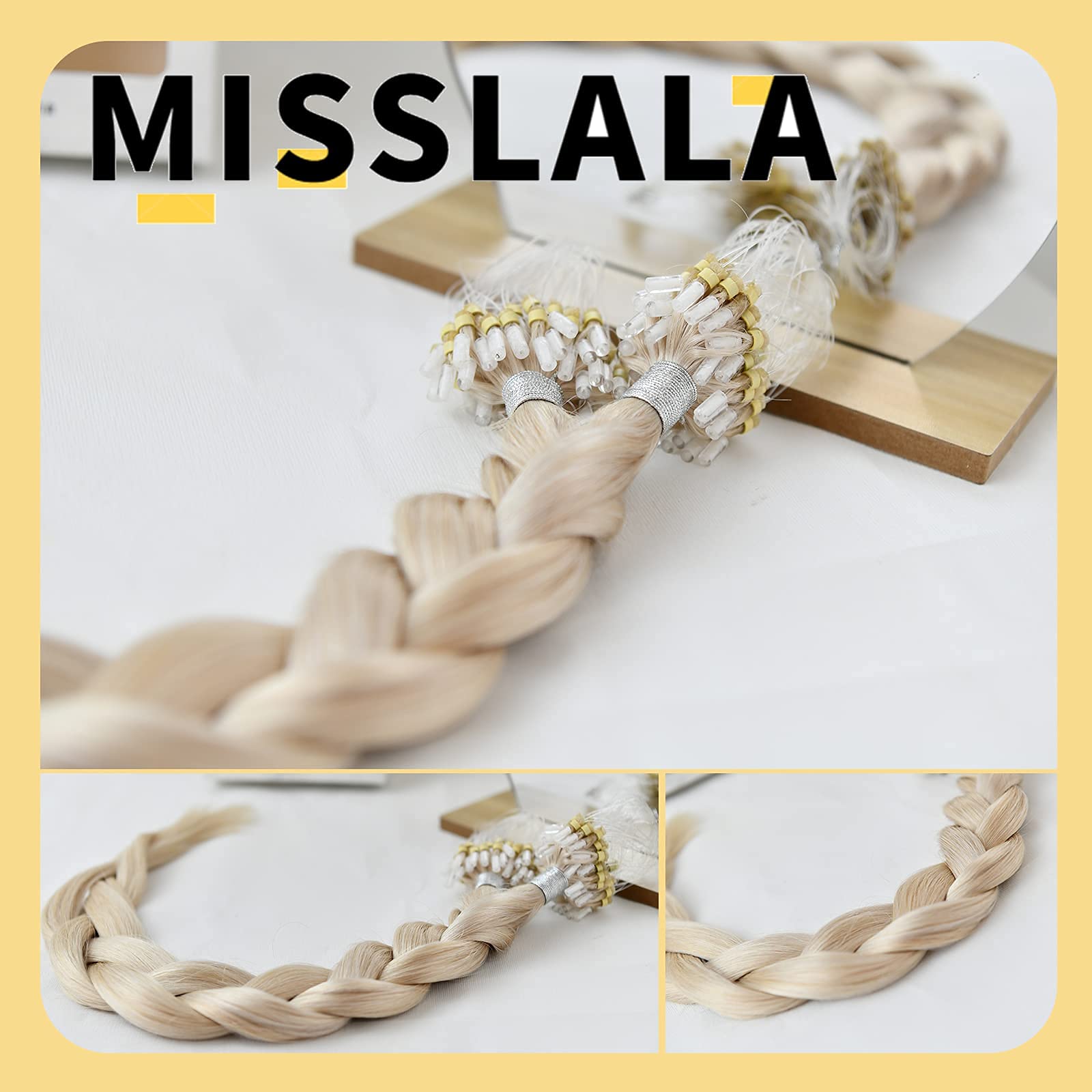 22 Inch Micro Loop Human Hair Extensions - Remy Hair Microlink Extensions #60A White Blonde - 50 Strands 50g Straight Hair for Salon & Styling - Perfect for Weddings, Parties & Daily Volume Boost