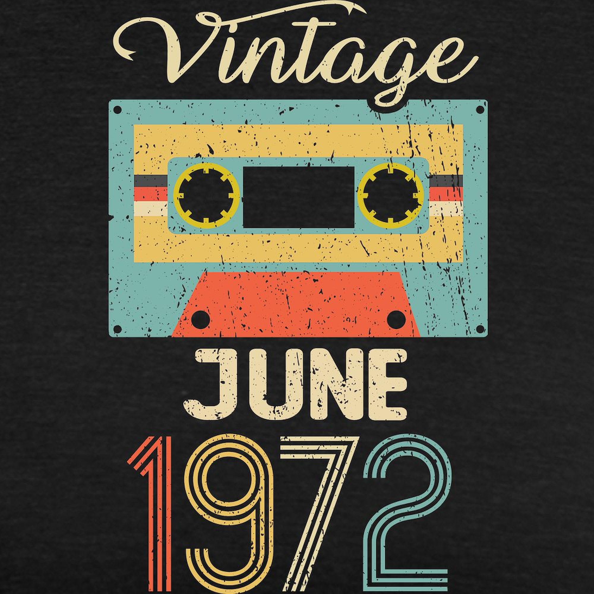 Vintage June 1972 50th Birthday T-Shirt for Women - Soft Tri-Blend Black Tee - Perfect for Birthday Parties, Anniversary Celebrations & Retro Themed Events
