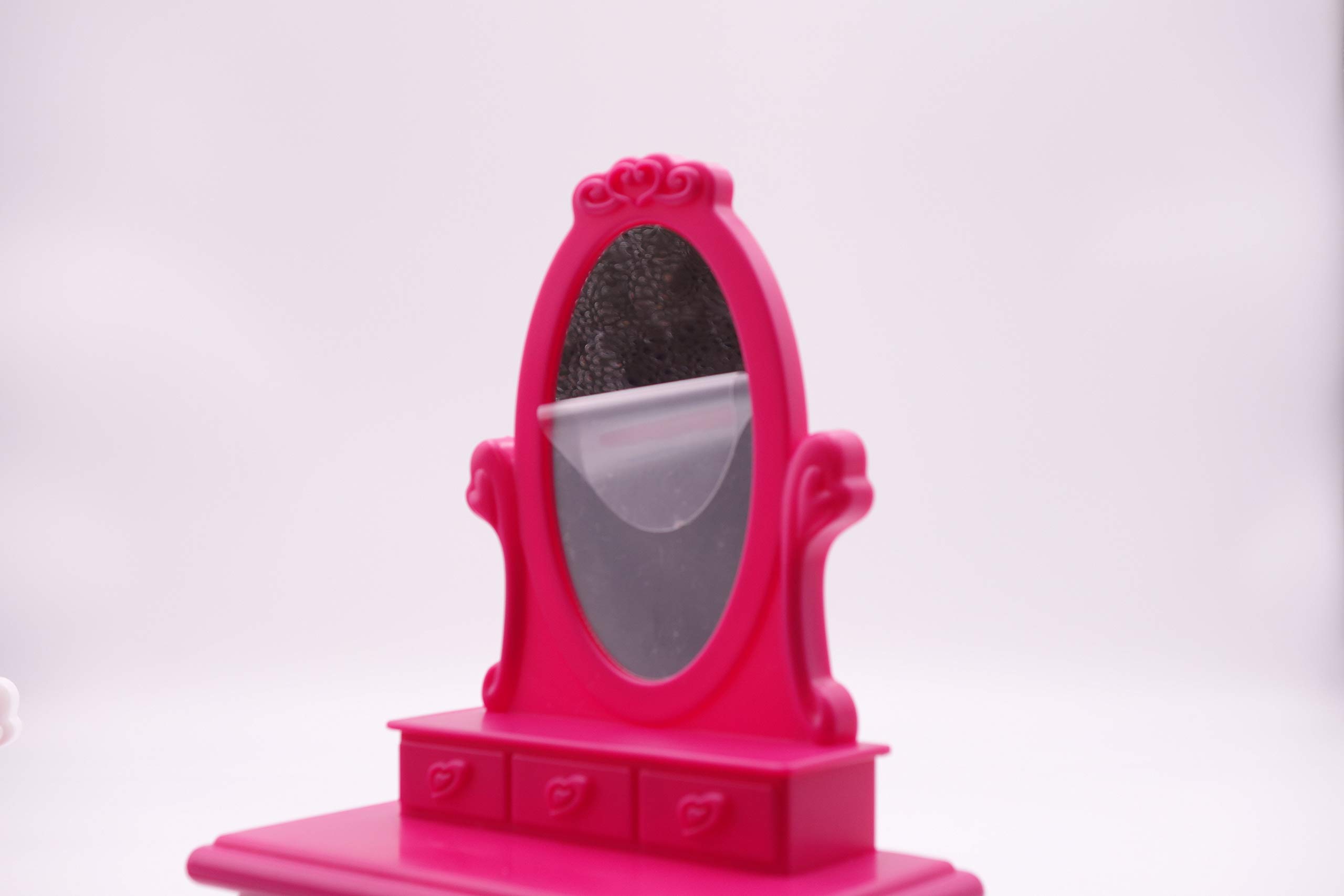 Gloria Dollhouse Bedroom & Vanity Play Set for Girls - Pink Makeup Table & Furniture (No. 3014) | Perfect for Pretend Play, Room Decor & Doll Accessories