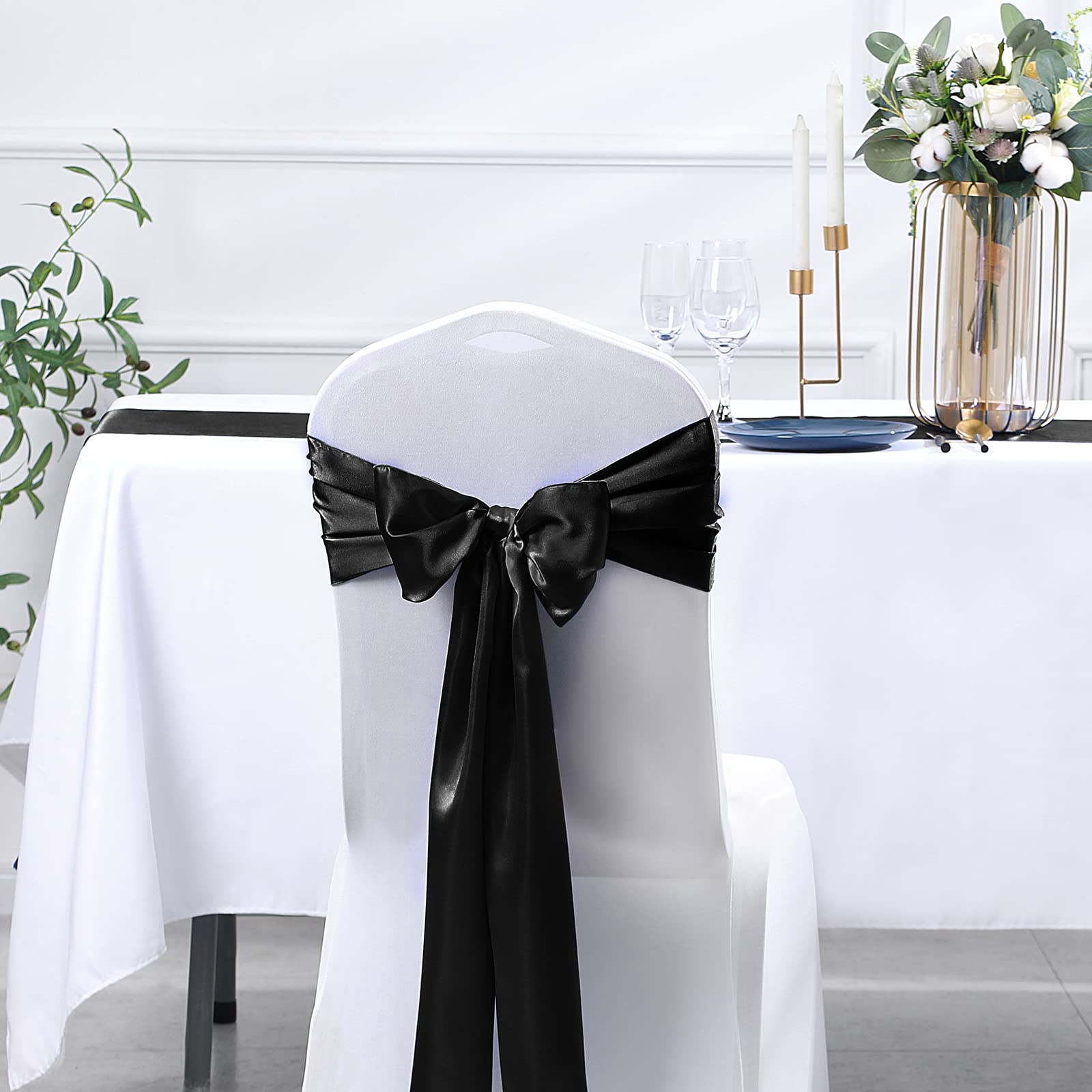12 Pack Black Satin Table Runners 12x108 Inches - Elegant Long Wedding Table Decor for Birthday Parties, Buffet, Banquets, Graduations & Engagements - Perfect for Dining Tables, Event Centerpieces & Home Decor