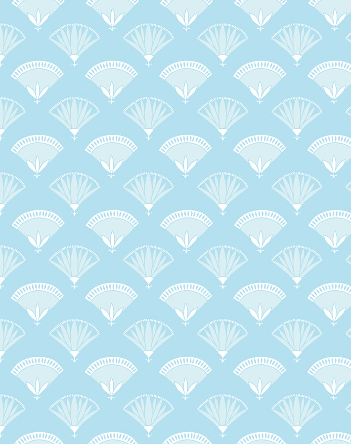 Lotus Papyrus Wallpaper in Baby Blue | Vintage Botanical Wall Decor for Nursery, Bedroom & Living Room | Tea Collection