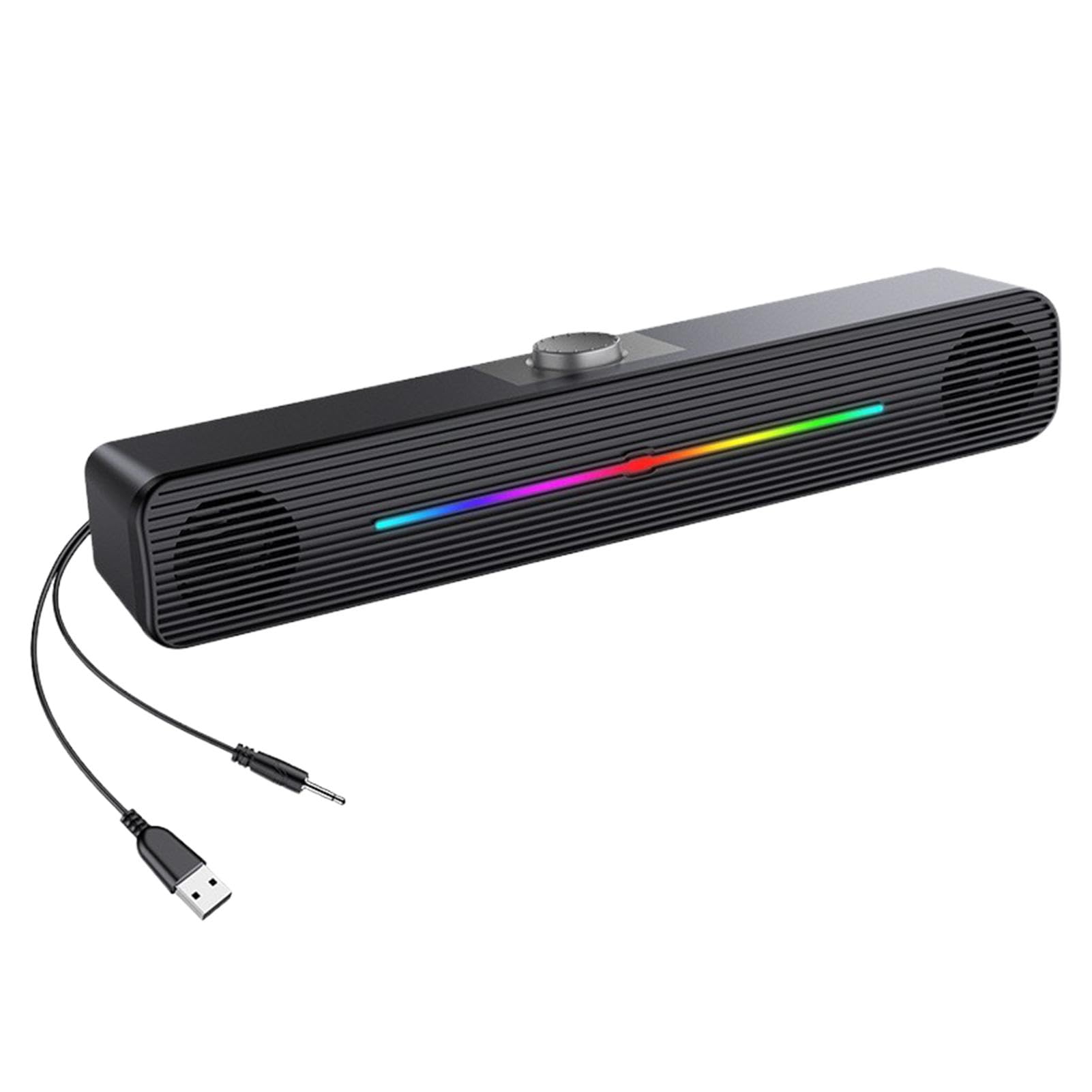 Compact Wireless RGB Soundbar for Desktop Computers - USB-Powered PC Speakers with Strip Design for Laptops, Gaming Setups & Home Office | Perfect for Music, Movies & Video Conferencing