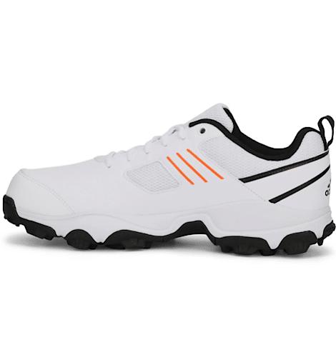 Adidas Crihase White & Orange Cricket Shoes for Men - Lightweight & Durable Sports Footwear for Cricket Matches & Training