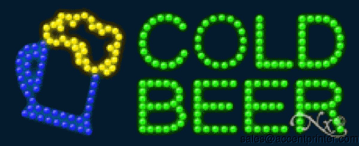 Cold Beer Flashing & Animated LED Sign - Energy Efficient Bar Decor for Pubs, Taverns & Man Caves - Eye-Catching Neon Beer Advertising