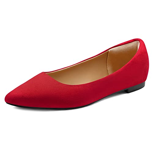 Mysoft Women's Pointed Toe Ballet Flats - Slip On Dress Shoes with Comfort Heel Protection for Work, Office & Wedding Occasions