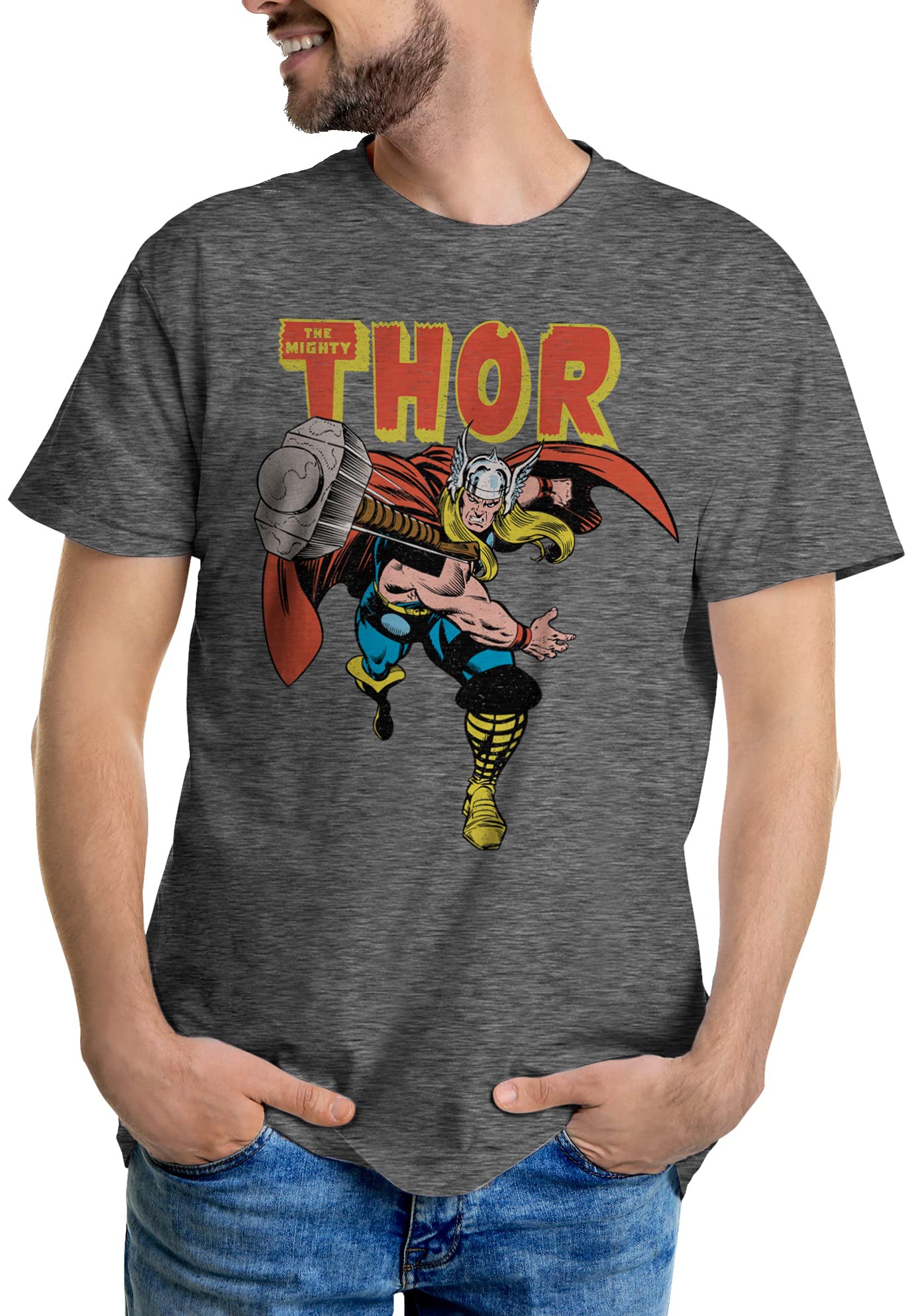 Marvel Men's Big & Tall Thor Graphic T-Shirt - Superhero Comic Tee for Men - 3XL Gray - Casual Wear & Cosplay Costume for Marvel Fans