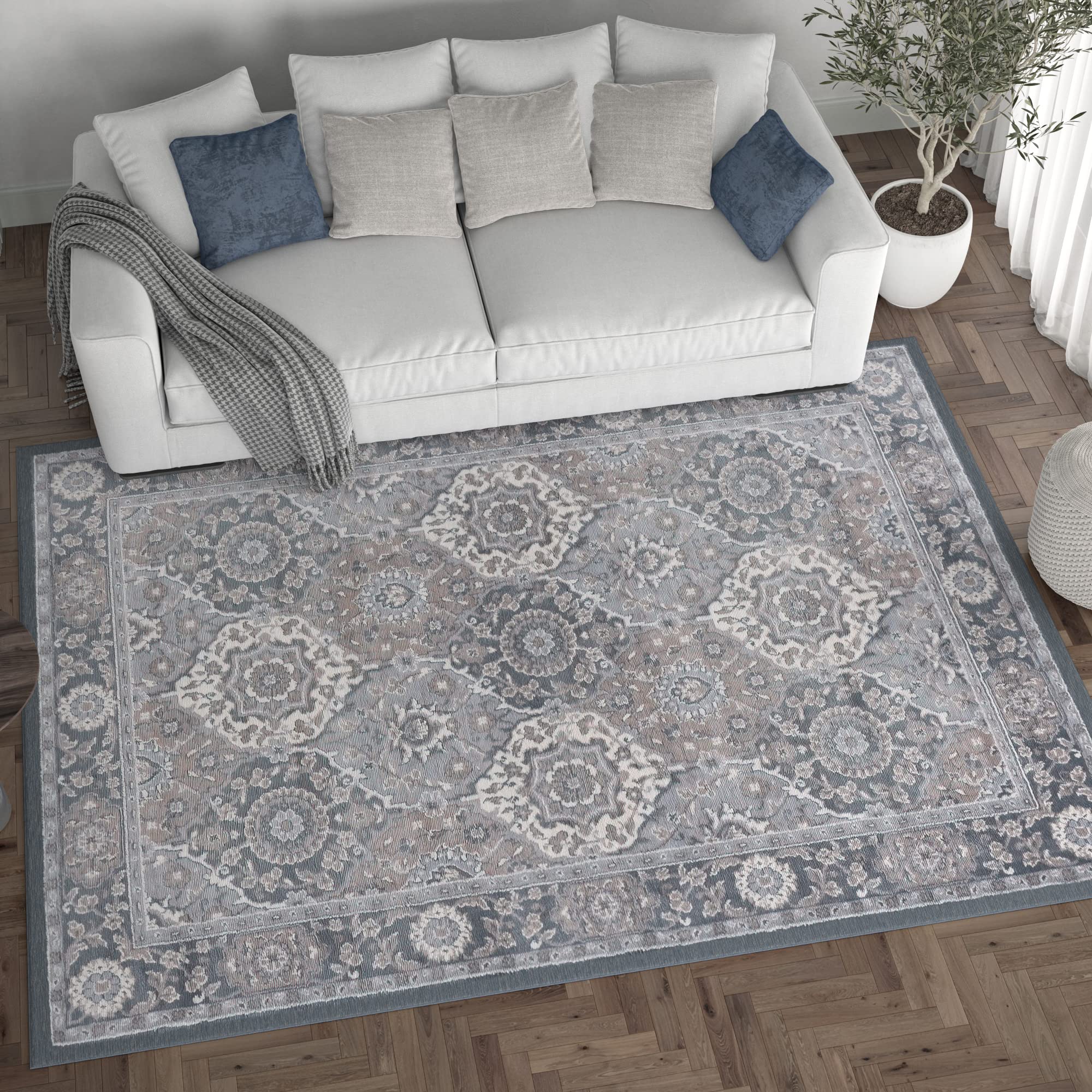 5x7 Gray Modern Area Rug - Soft Indoor Carpet for Living Room, Bedroom, Dining Room, Kitchen & Entryway - Contemporary Home Decor - Perfect for Cozy Spaces & High-Traffic Areas
