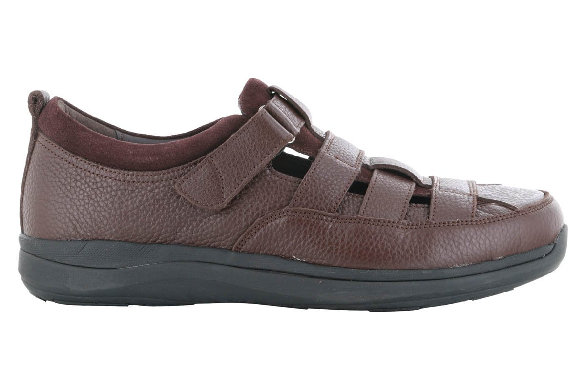 Propet Prescott Brown Leather Walking Shoes for Men - Comfortable & Durable Casual Shoes for Walking, Travel & Everyday Wear