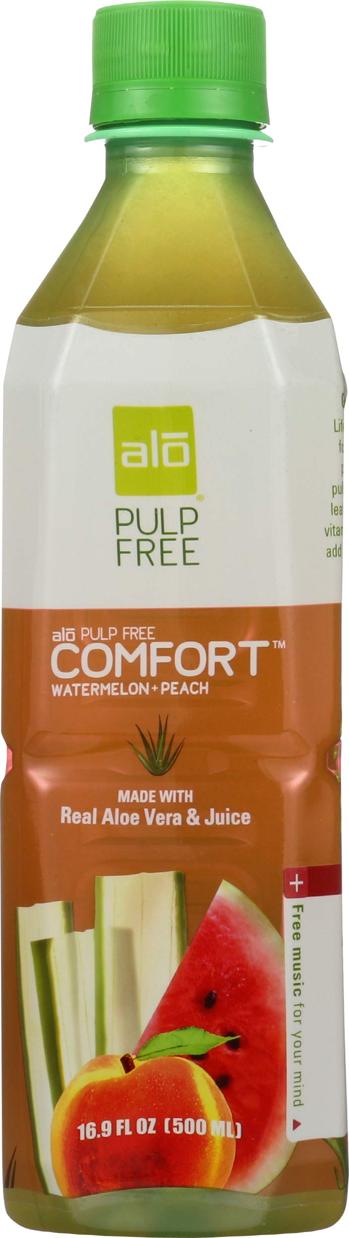 Organic Aloe Vera Juice Drink - Pulp Free, Watermelon & Peach Flavor, 12 Pack | Hydrating & Refreshing Beverage for Summer, Workouts & Healthy Lifestyle