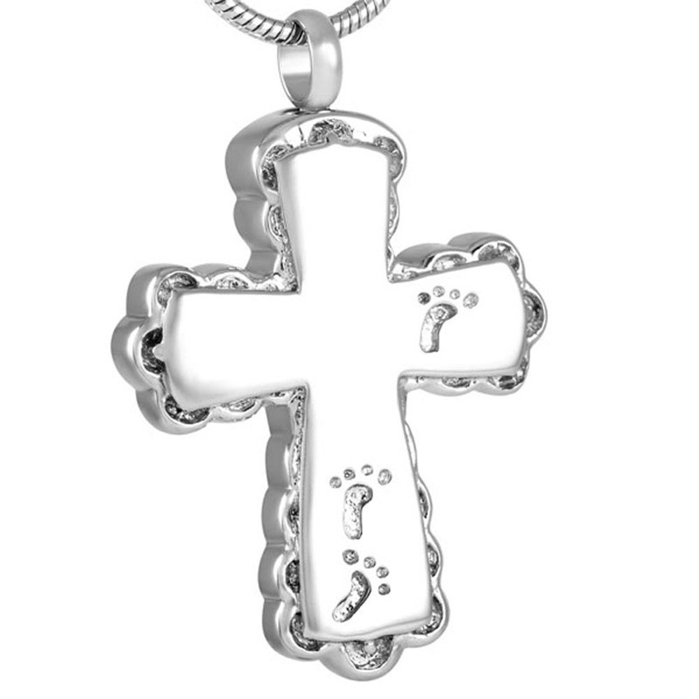 Oinsi Stainless Steel Footprint Memorial Necklace for Ashes - Cremation Urn Jewelry with Box, Chain & Funnel | Perfect for Honoring Loved Ones, Pet Memorials & Keepsakes