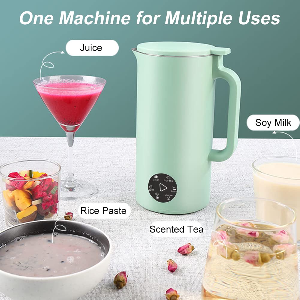 Mini Soybean Milk Maker - Portable 6-in-1 Soy Milk Machine with Juicer, Auto Cleaning & 110V for Home Use | Perfect for Breakfast, Healthy Snacks & Family Nutrition (White)