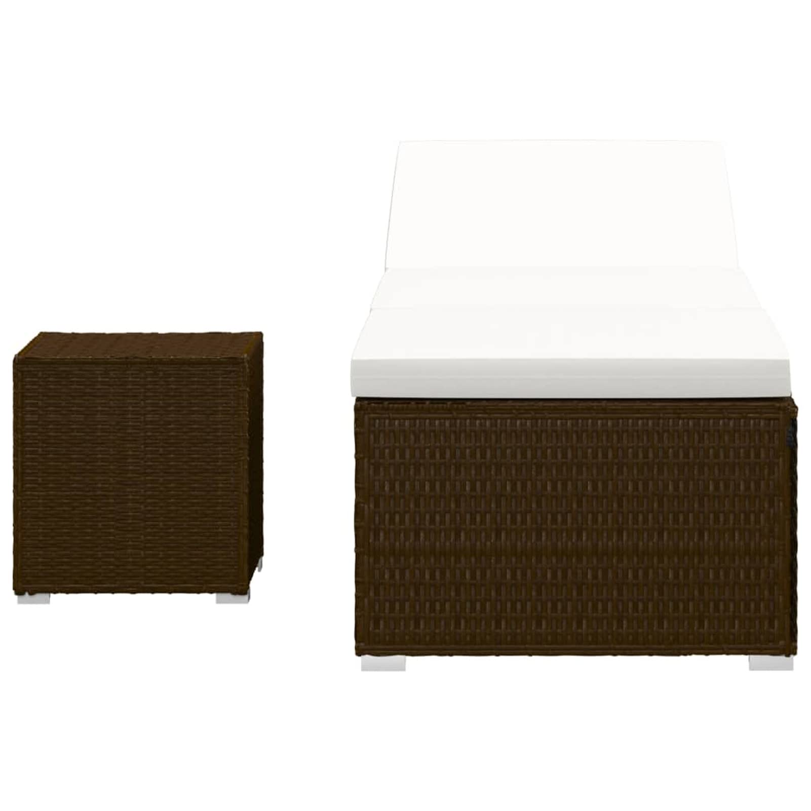 **Brown Poly Rattan Sun Lounger with Cushions - Outdoor Patio Furniture Set for Poolside, Garden, and Backyard Relaxation**