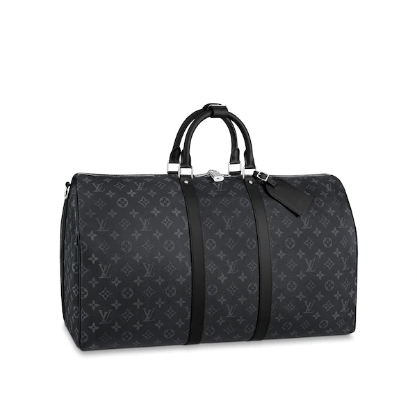 LV Keepall Bandouliere 55 Monogram Eclipse Travel Duffle Bag - Stylish Carry-On Luggage for Weekend Getaways & Business Trips