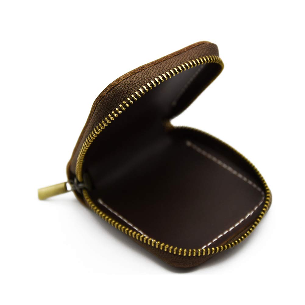 Vegan Leather Coin Purse with Zipper - Small Wallet for Men & Women - RFID Blocking Beaded Change Pouch for Cash, Cards & Coins | Perfect for Travel, Shopping & Everyday Use (Brown)