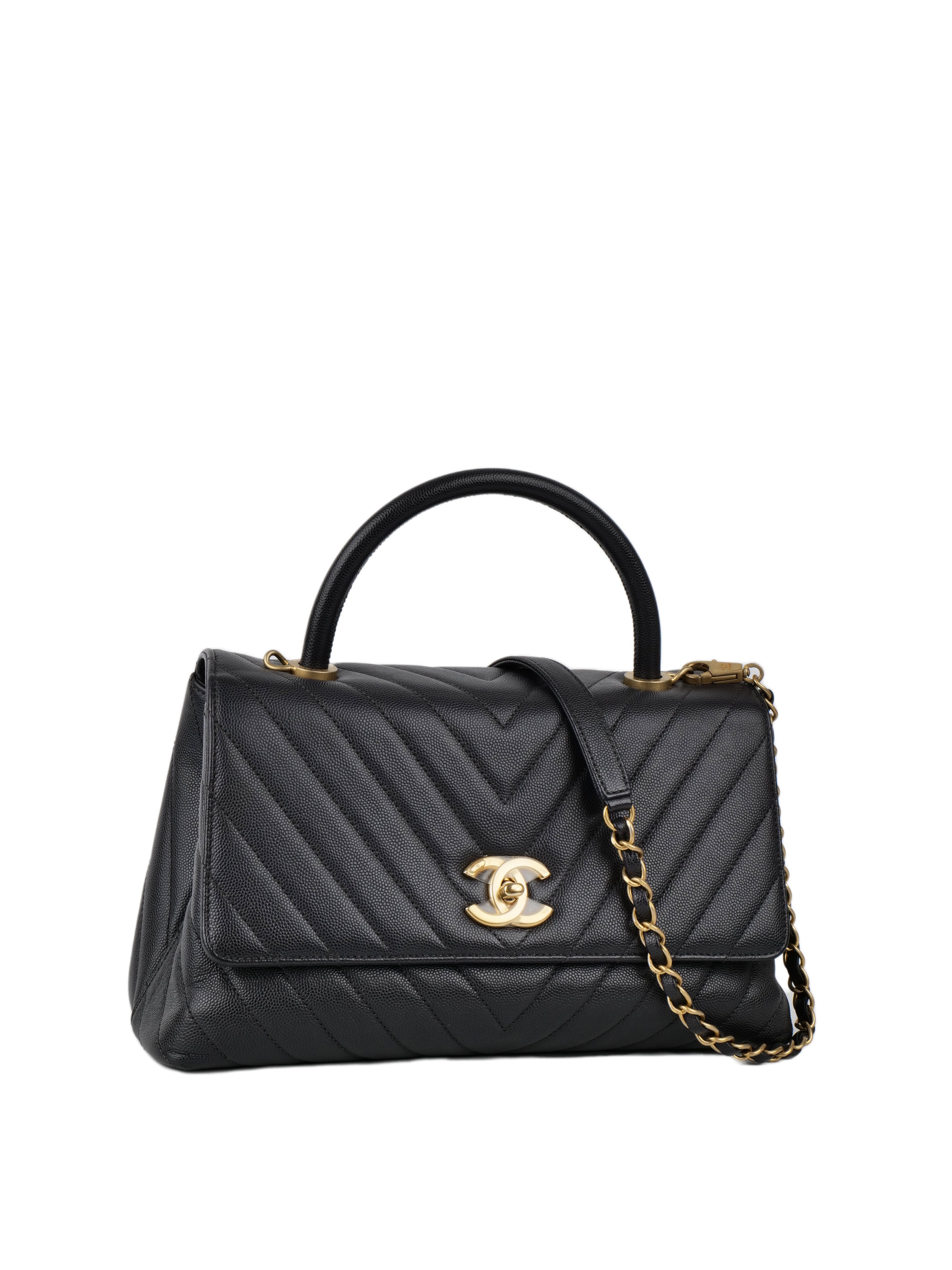 Chanel Medium Coco Handle Bag in Dark Grey with Gold Hardware - Luxury Designer Handbag for Women, Perfect for Work, Evening & Special Occasions