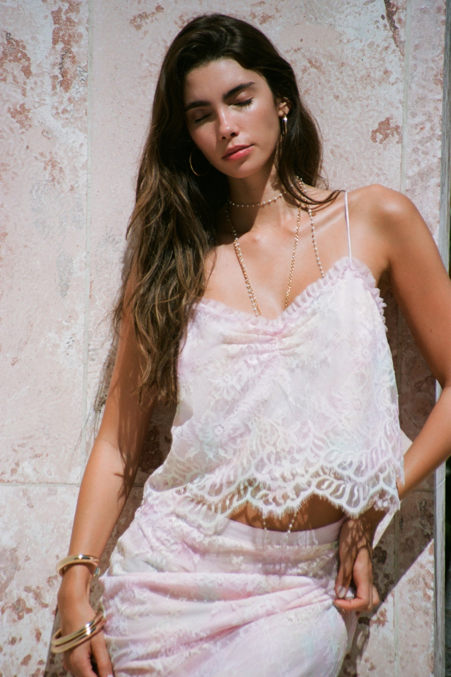 Ferni Tie Dye Lace Cami Top for Women - Bohemian Summer Beachwear & Festival Outfit - Sexy Sleeveless Lace Bralette for Casual Wear, Vacation, and Music Festivals