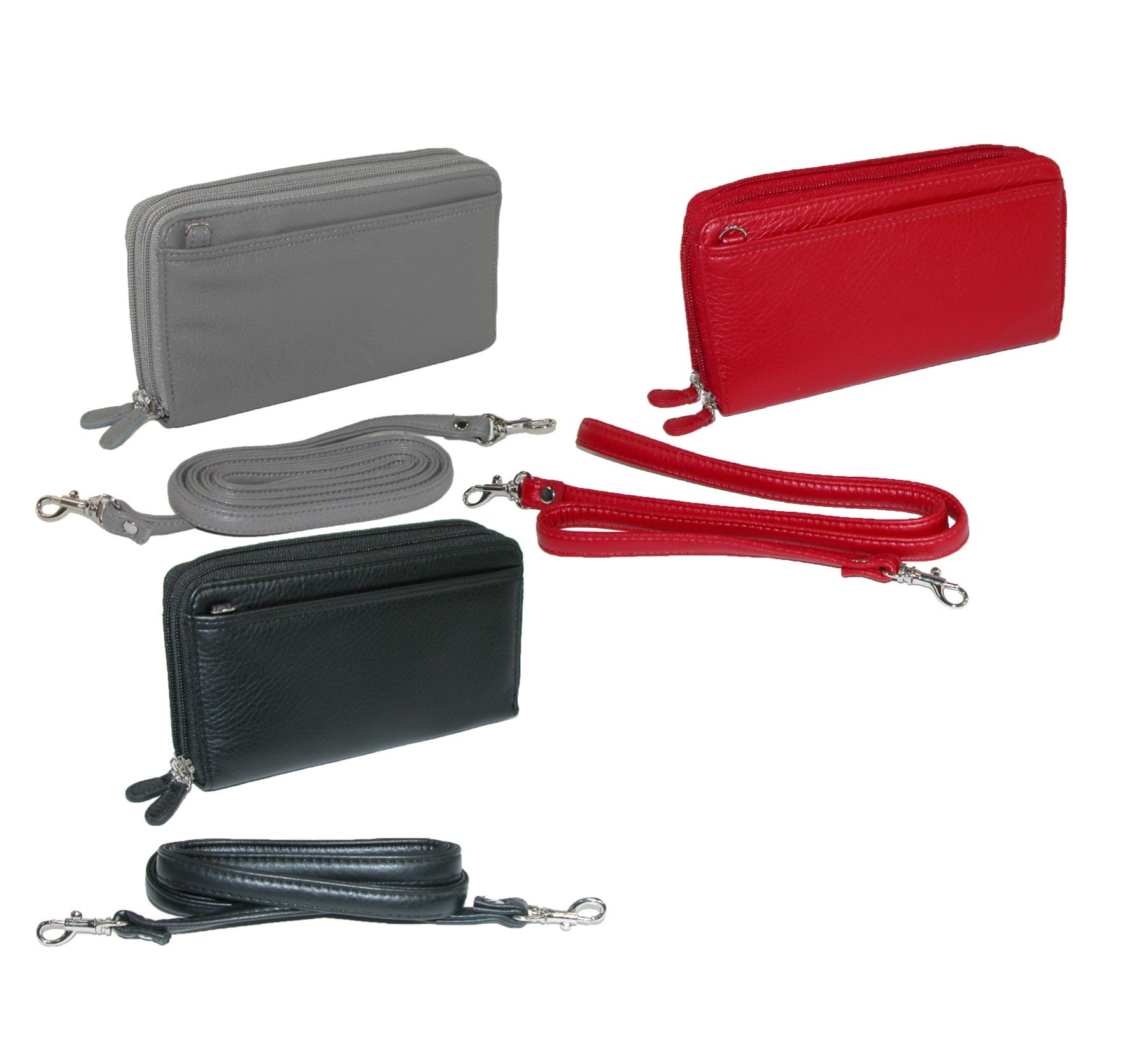 Buxton Pebbled Double Zip String Along Wallet - Genuine Leather RFID Blocking Wallet for Men & Women - Perfect for Travel, Business & Everyday Use