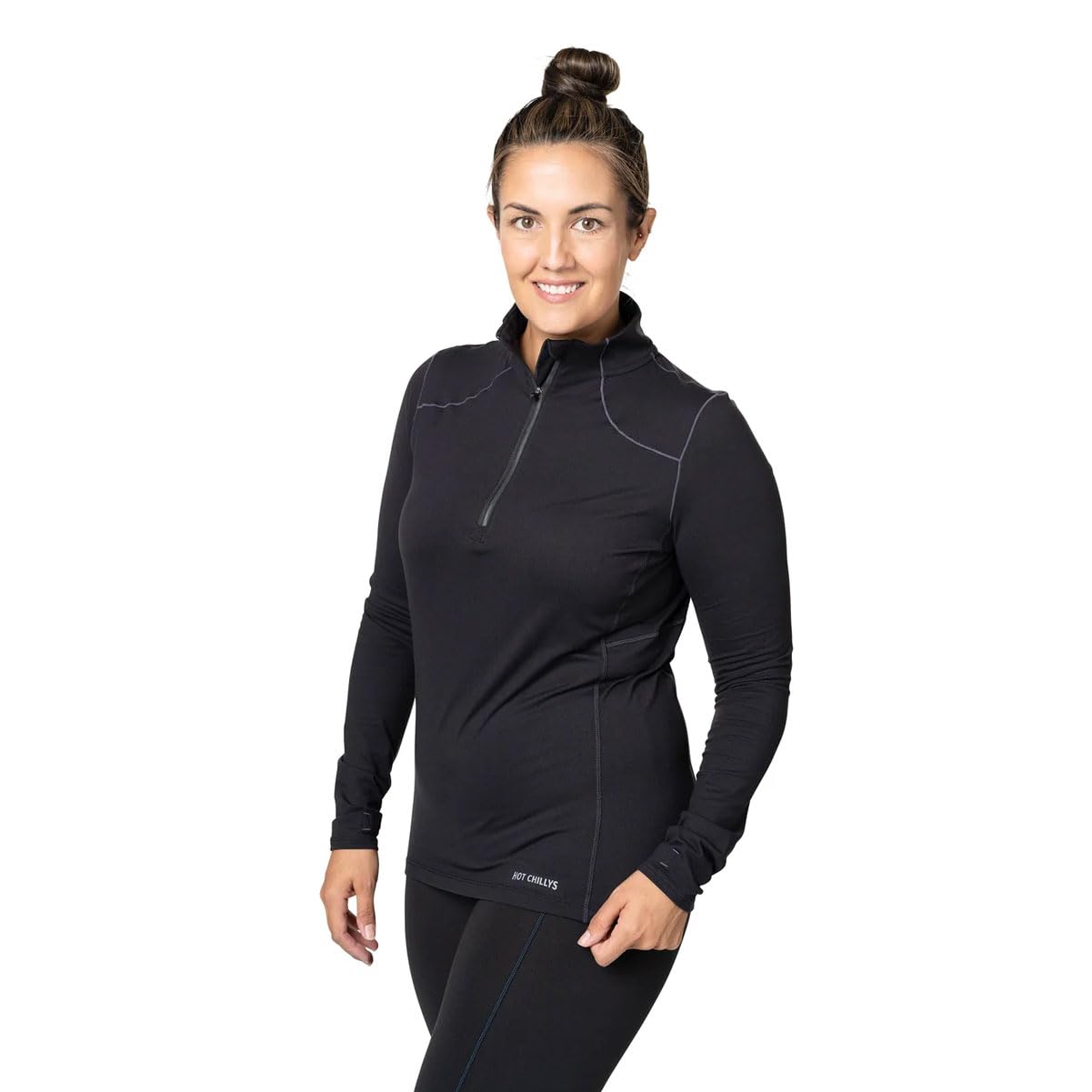 Hot Chillys Women's Clima-Tek Zip T Breathable Moisture-Wicking Midweight Base Layer Top - Relaxed Fit Thermal Shirt for Hiking, Skiing & Winter Sports