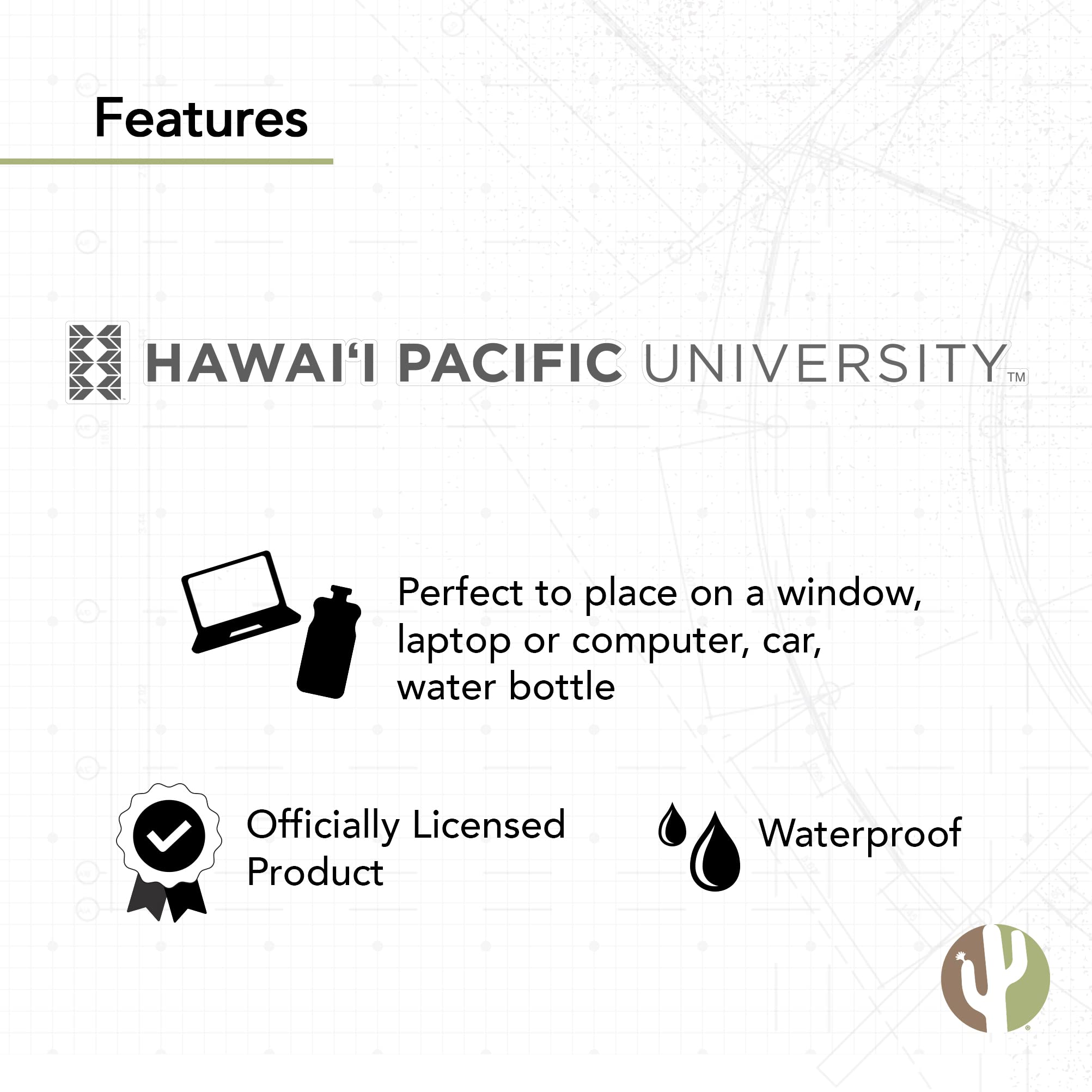 Desert Cactus Hawaii Pacific University HPU Sharks Vinyl Decal Sticker - 15 Inch Durable Waterproof Laptop, Water Bottle, Car Window, Scrapbook Decoration for College Students & Alumni