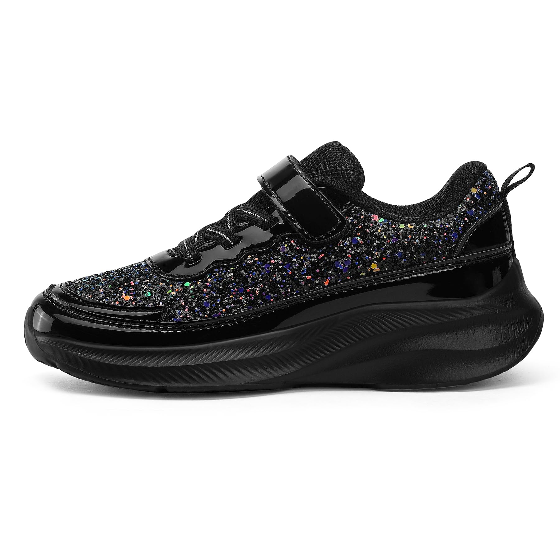 RUNSIDE Girls Glitter Sneakers - Lightweight Sparkle Tennis Shoes for Toddler, Little Kid & Big Kid | Hook & Loop Closure | Perfect for School, Play & Everyday Wear