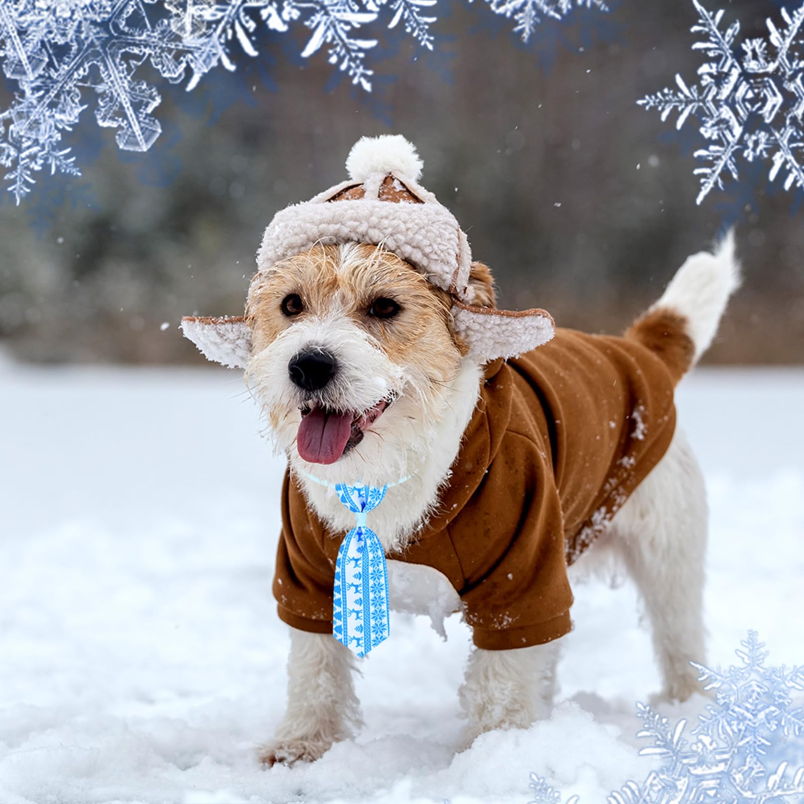 50 Pcs Winter Dog Collar with Bow - Christmas Pet Neckties Set for Dogs & Cats - Adjustable Snowman Snowflake Bowties - Perfect for Holiday Pet Photos & Christmas Decorations