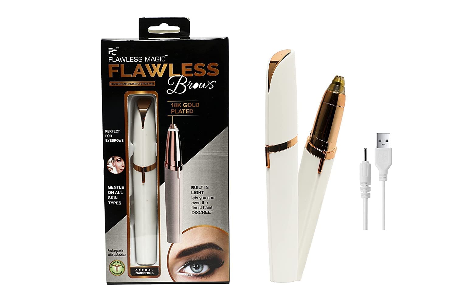 AUF Women's Facial Hair Remover - Painless Hair Removal Device for Upper Lip, Cheek, Chin & Eyebrows | Portable & Rechargeable | Perfect for Travel, Home & Salon Use