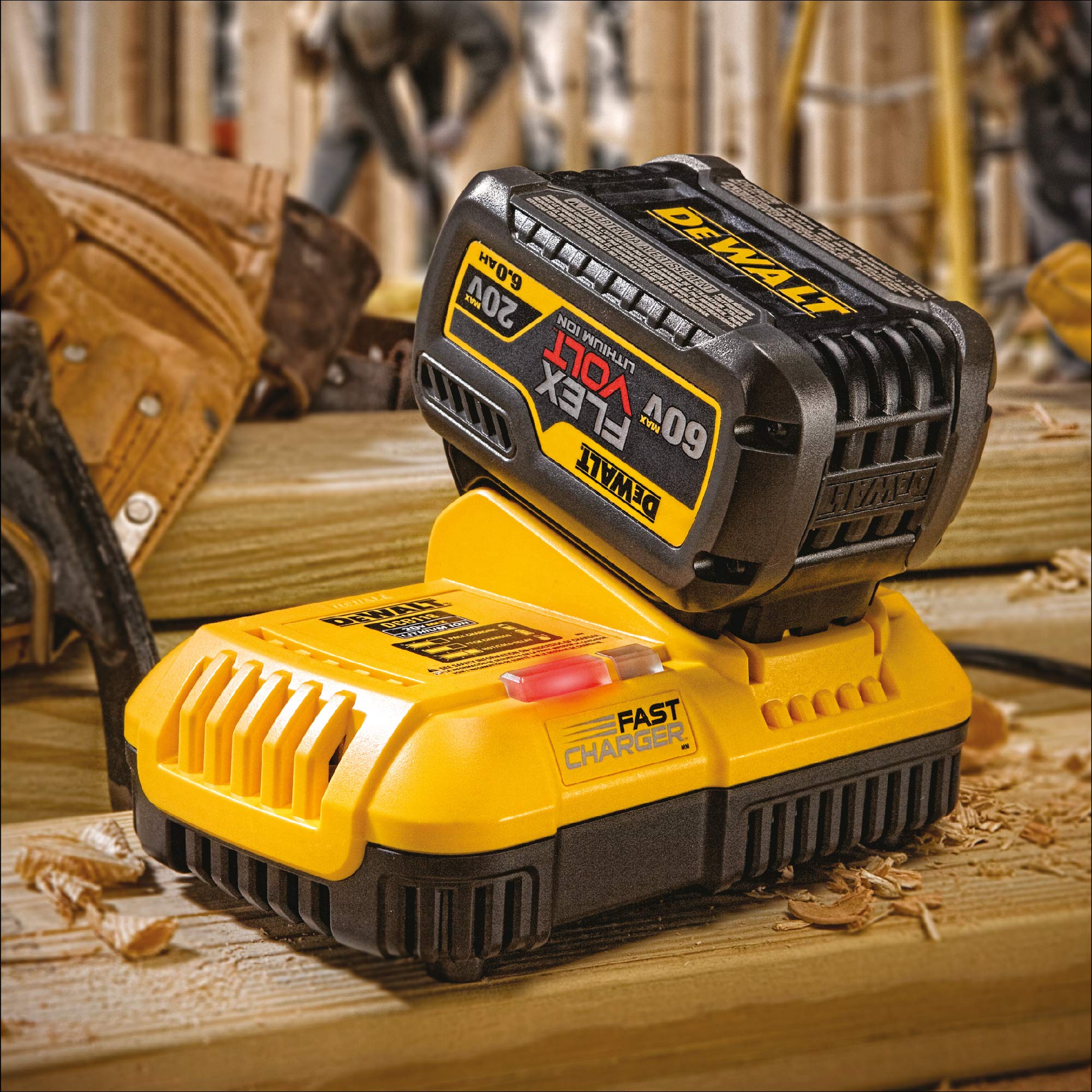 DEWALT 20V MAX 6Ah Lithium-Ion Battery 2-Pack with FLEXVOLT Rapid Charger (DCB206-2 & DCB118) - Fast Charging Under 90 Min for Power Tools - Perfect for Construction, Woodworking & DIY Projects