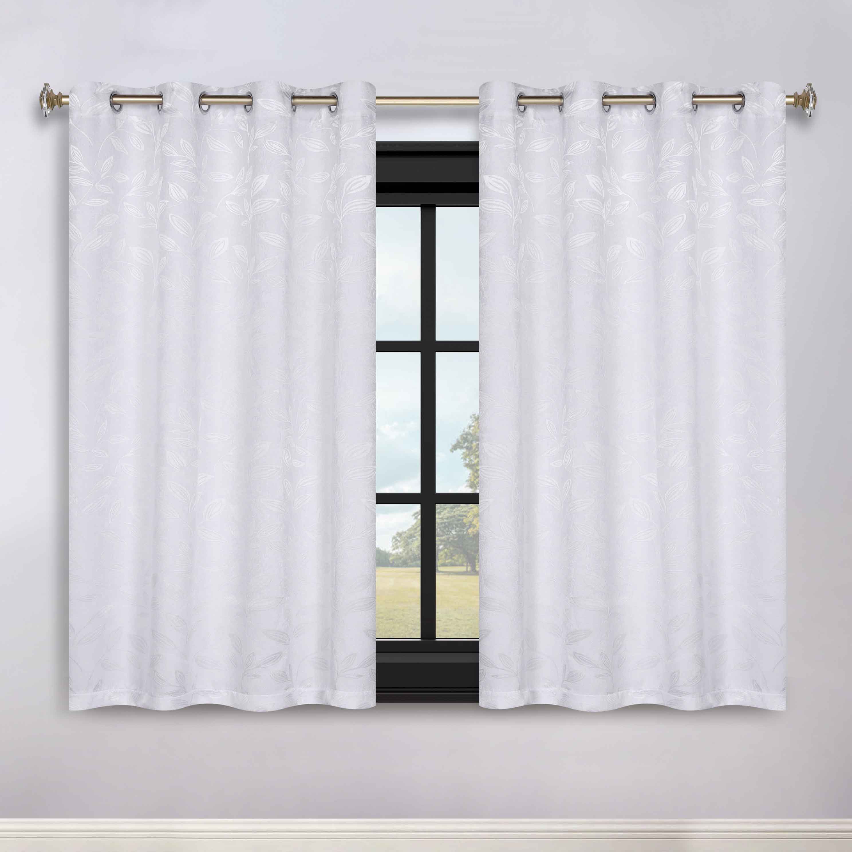 Leaves Grommet Blackout Curtains Set of 2 - Thermal Insulated Room Darkening Drapes for Bedroom & Living Room - Noise Reducing Window Treatment for Home Decor