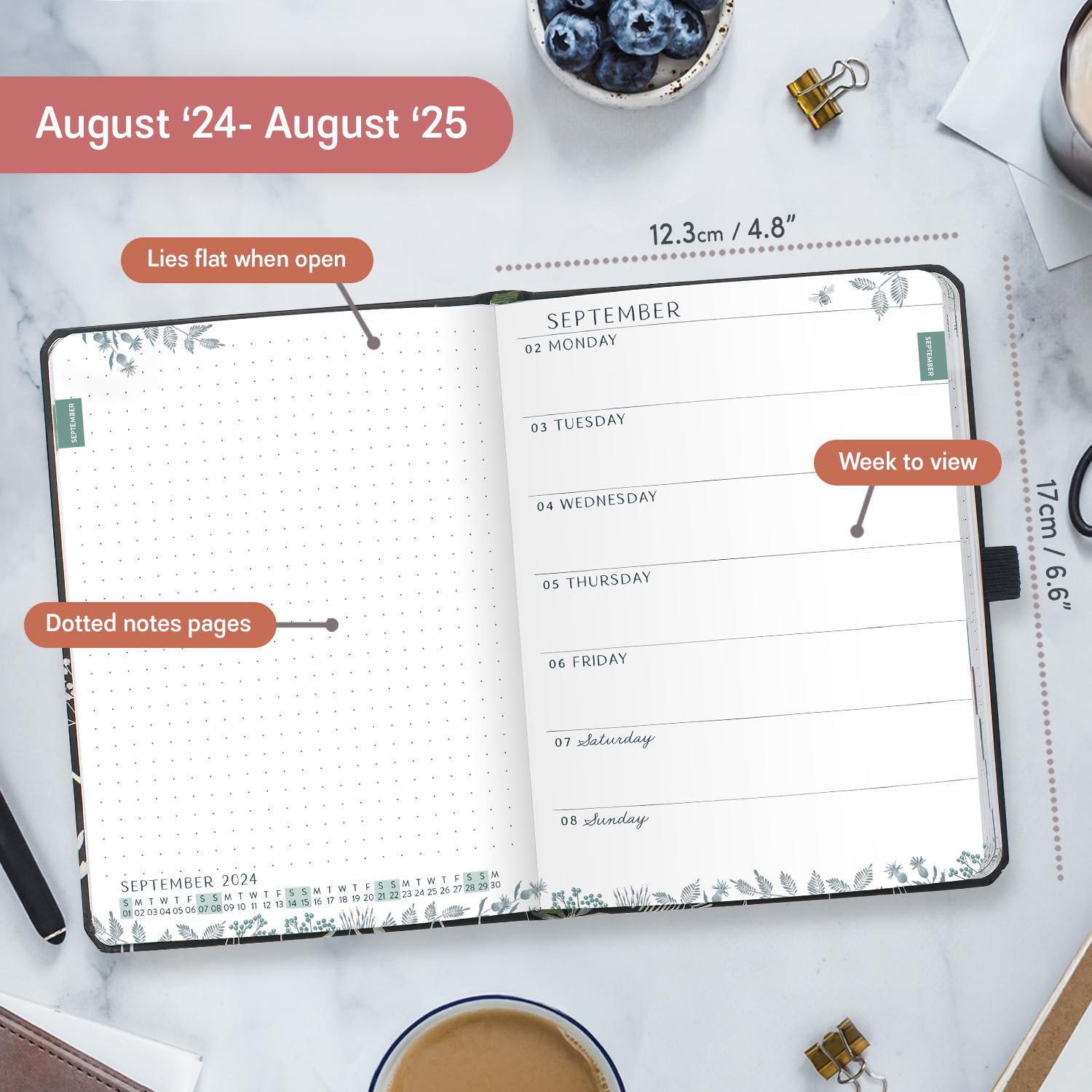 Boxclever Academic Diary 2024-2025 - Weekly Planner with Dotted Note Pages | August 2024 to August 2025 | Lightweight Mid-Year Planner & Notebook Combo | Perfect for Students, Teachers & Professionals