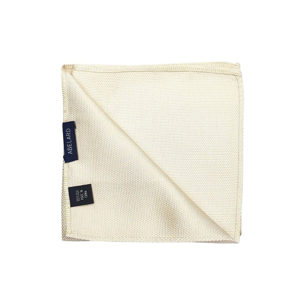 ABELARD Plain Ivory Pocket Square - Elegant Silk Handkerchief for Men's Suits & Formal Events