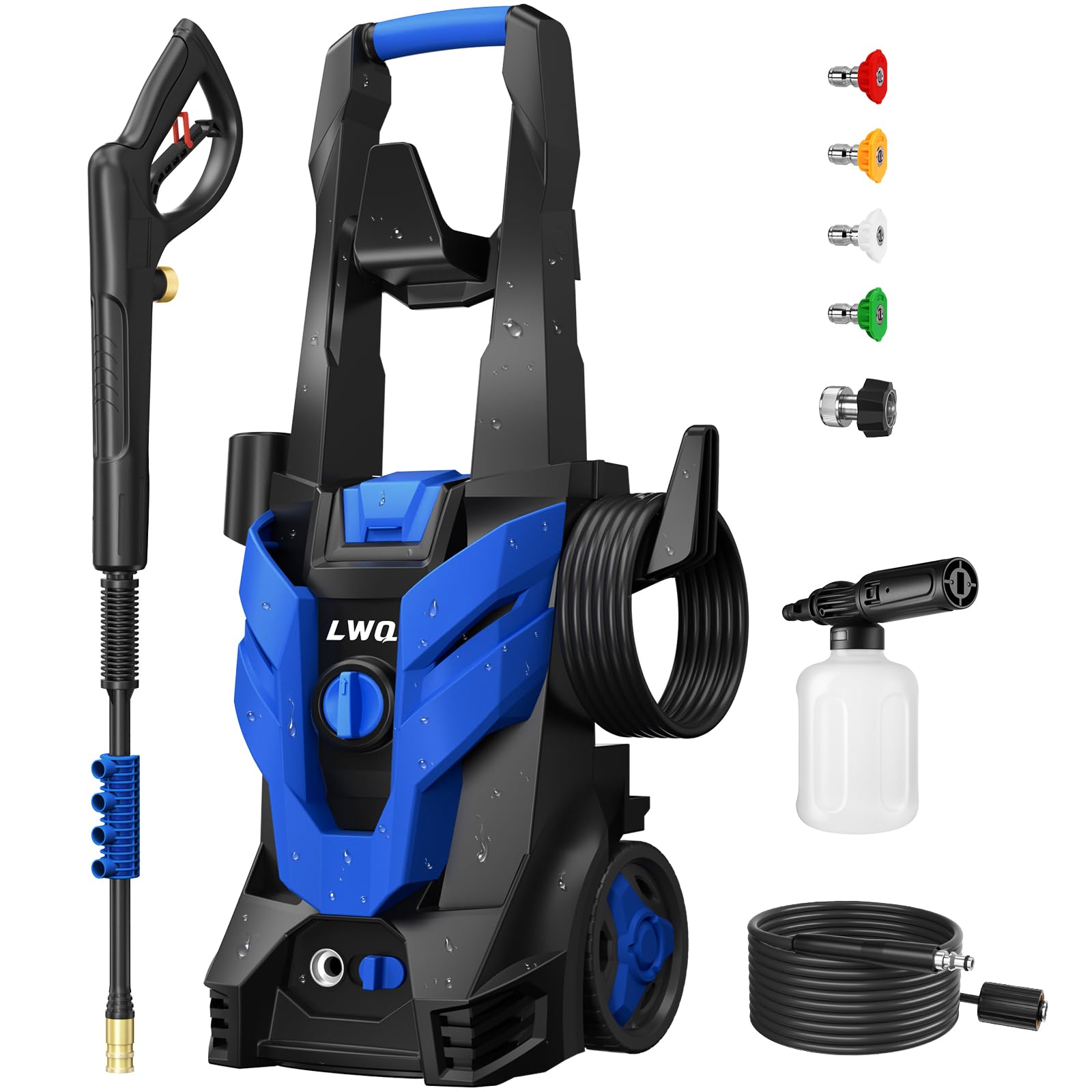 4200 PSI Electric Pressure Washer with Foam Cannon - 2.5 GPM High Power Cleaning Machine for Cars, Driveways, Patios - Includes 4 Quick Connect Nozzles - Perfect for Home, Fence & Outdoor Surface Cleaning