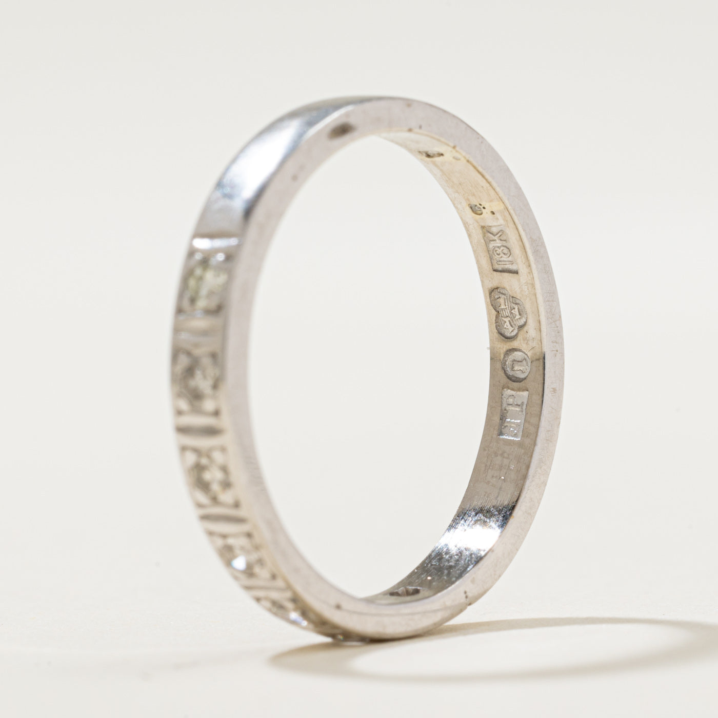 Swedish Semi Eternity Diamond Wedding Band Ring - 0.15ctw Round Cut Diamond Ring - Size 6.75 - Perfect for Anniversary, Engagement, or Bridal Jewelry Gift