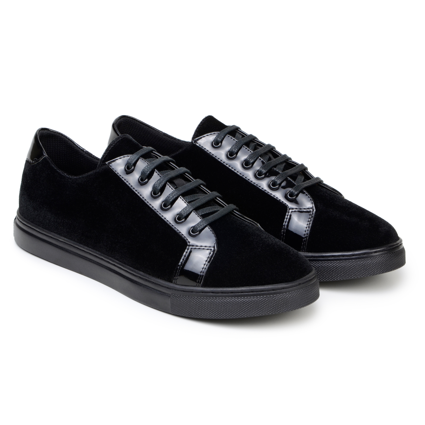 Belvedere Teo Black Velvet & Patent Leather Sneakers for Men - Stylish Casual & Dress Shoes for Work, Parties & Everyday Wear