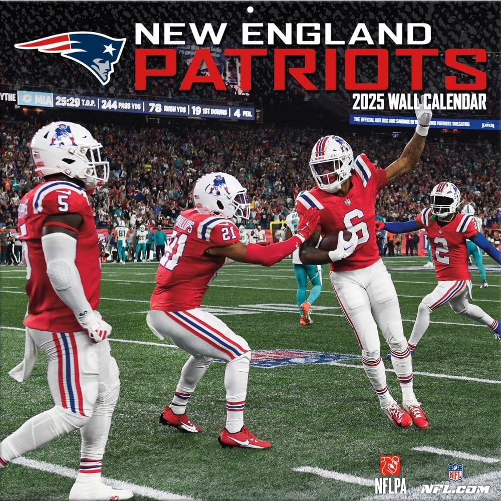 New England Patriots 2025 NFL Wall Calendar - 12 Month Football Schedule Planner for Fans, Office & Home Decor
