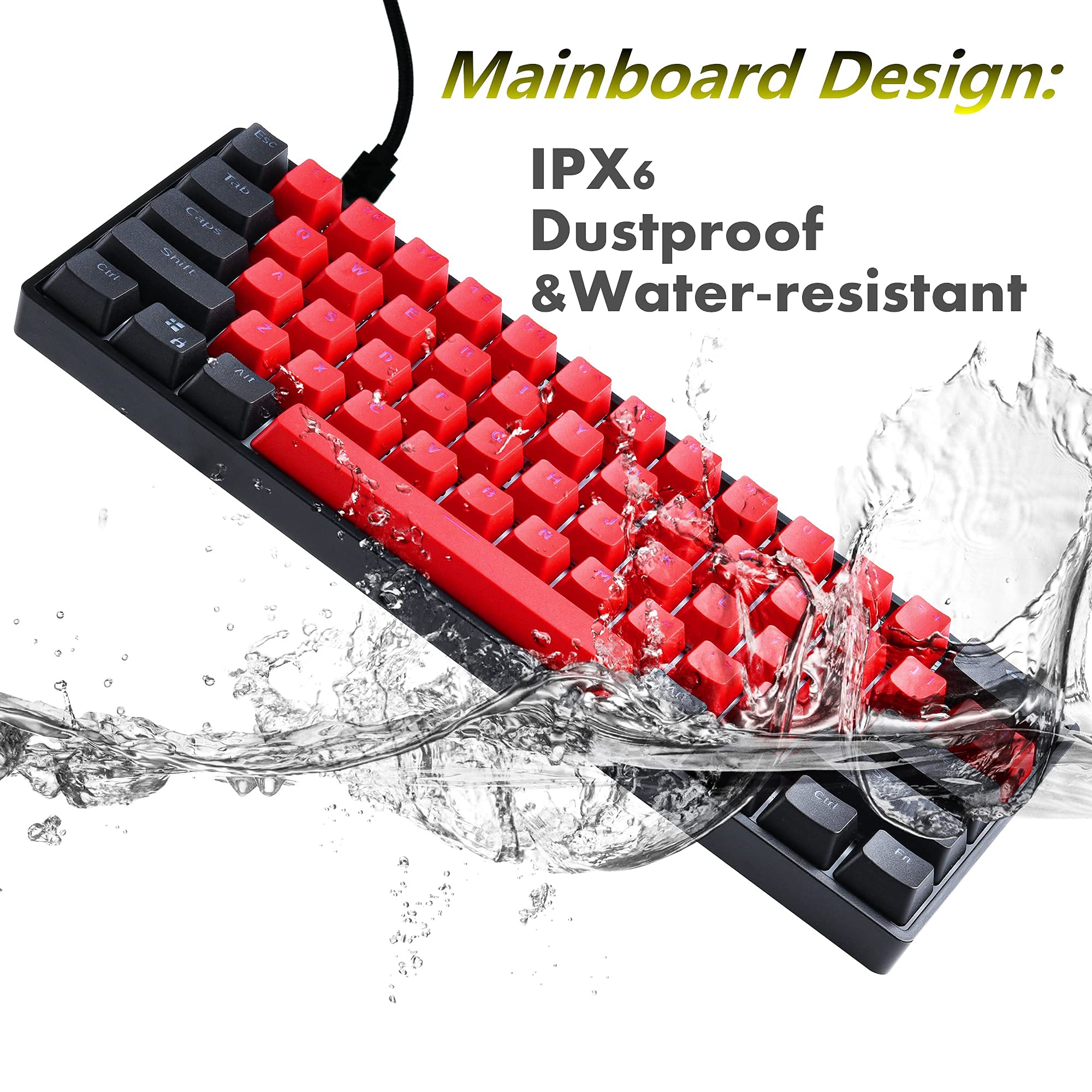 SK61 60% RGB Mechanical Keyboard - Hot Swappable Red Switches for Gaming & Typing