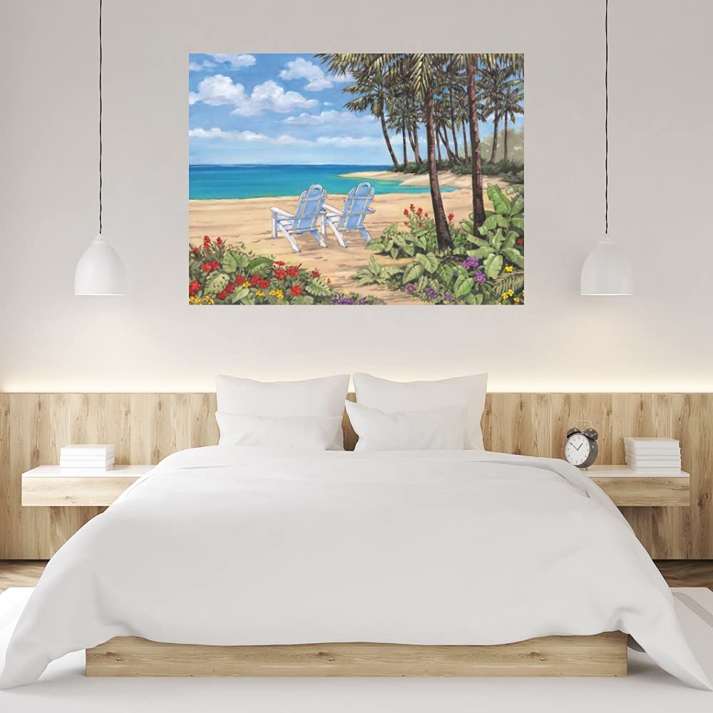Paul Brent Discovery Bay Fine Art Canvas Wall Decor - 32x24 Inch Ready to Hang Painting for Living Room, Bedroom, Office - Coastal Landscape Artwork for Home & Commercial Spaces
