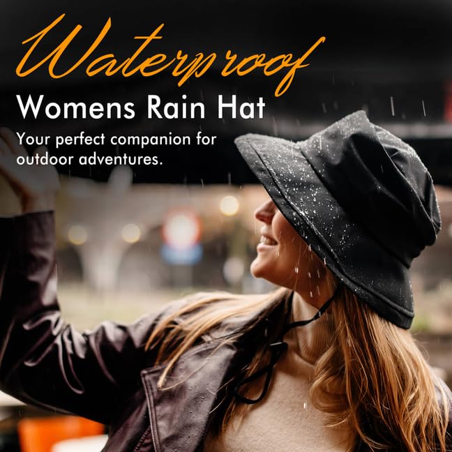 Comhats Waterproof Bucket Hats for Women - UV Protection Sun Hat with Wide Brim, Lightweight Rain Hat for Outdoor Activities, Beach, Hiking & Gardening