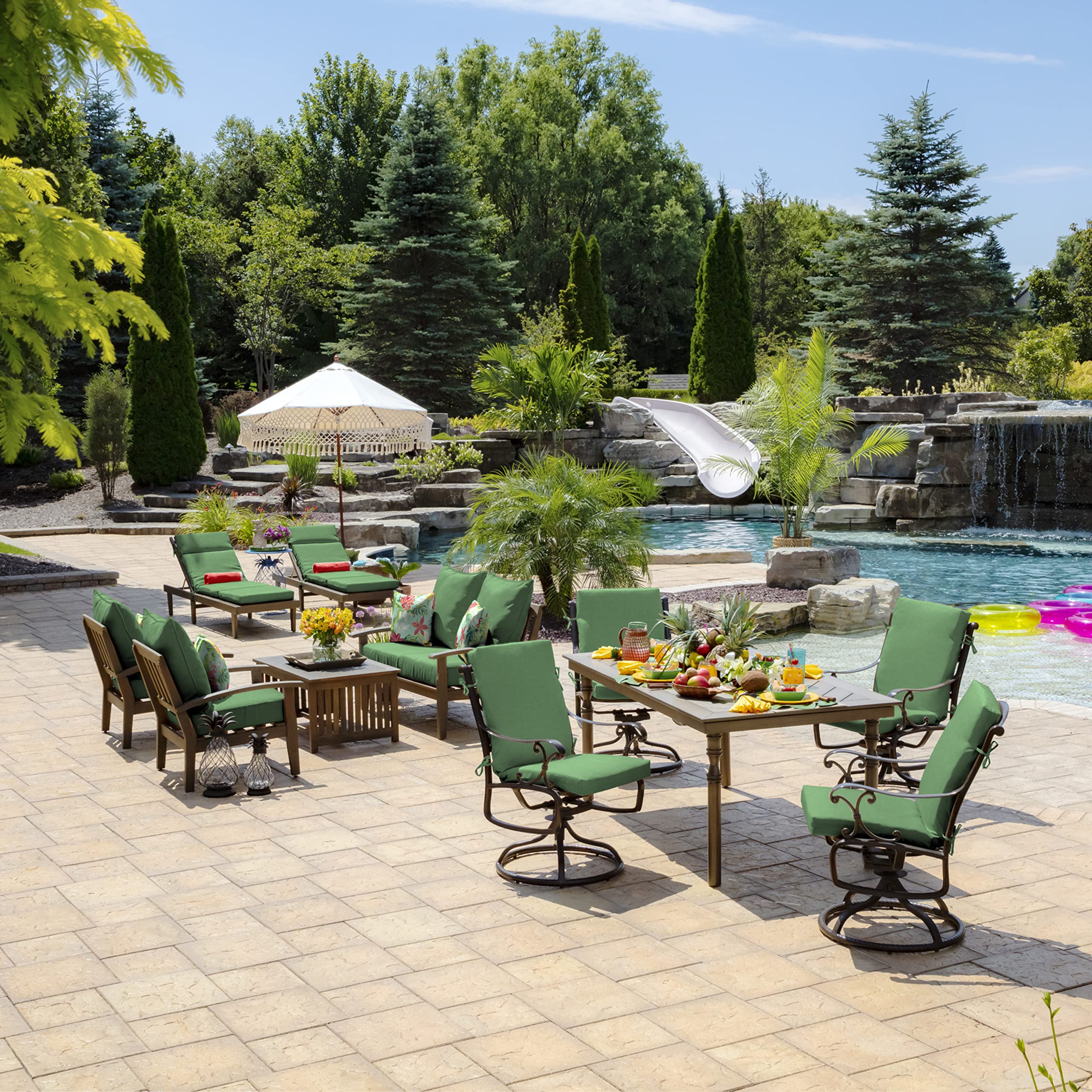 Arden Outdoor Chaise Cushion 21x72 Inches - Waterproof & Fade Resistant Patio Lounge Chair Cushion in Moss Green - Perfect for Poolside, Deck, and Garden Relaxation