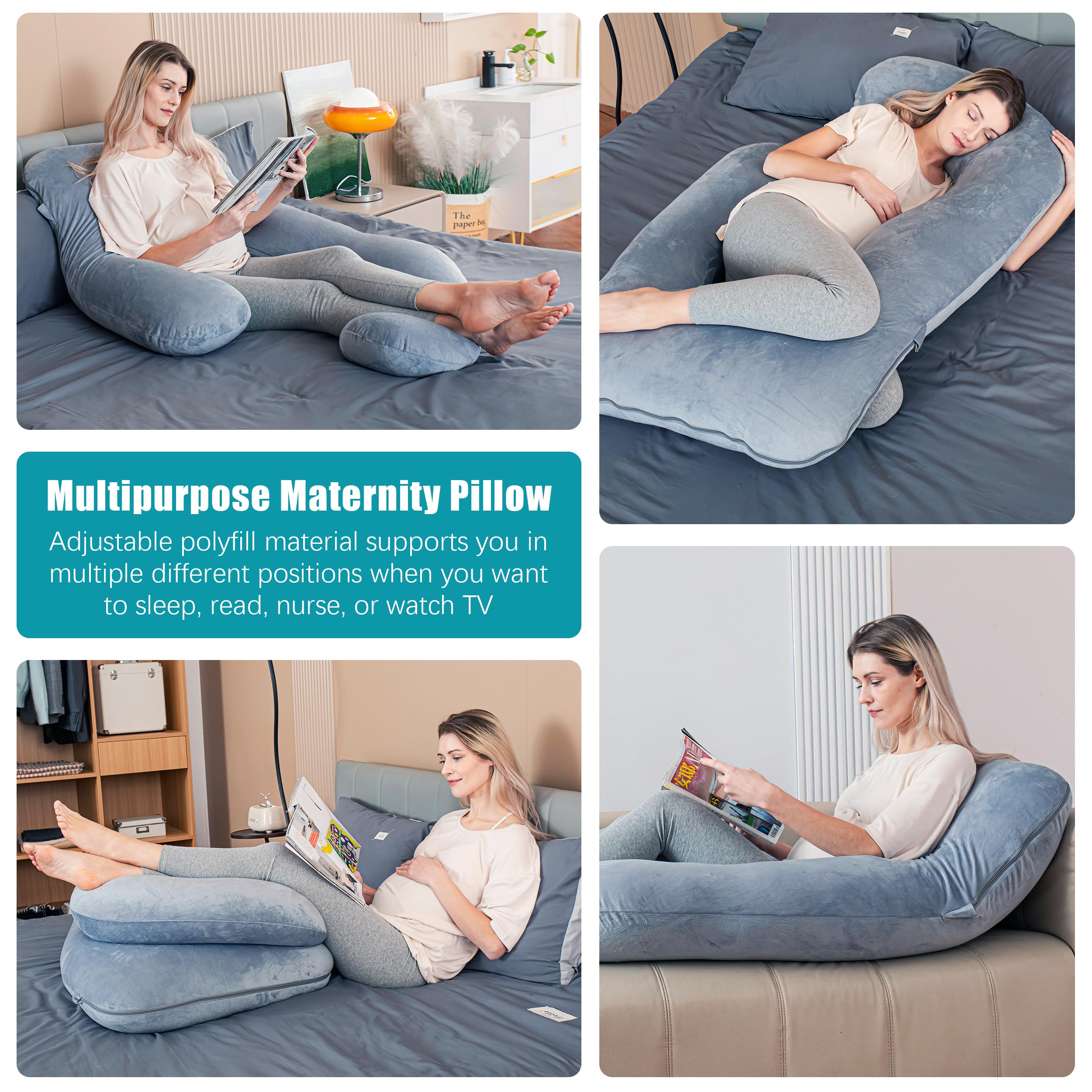 Soft U-Shape Maternity Pillow - Cute Castle Pregnancy Pillow with Removable Cover for Comfortable Sleep