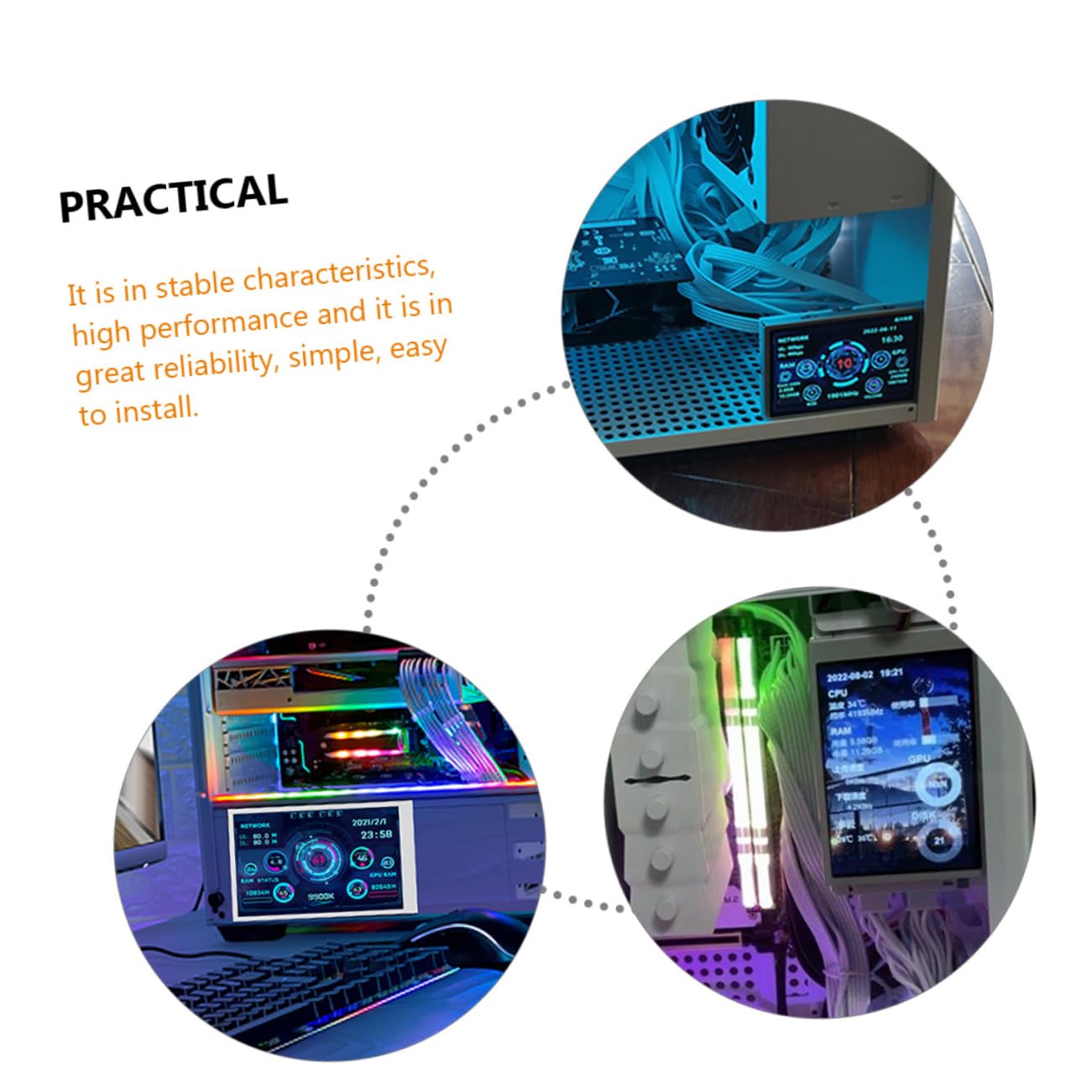 Uonlytech 3-Pack Secondary Monitor for PC - External GPU Enclosure, Mini Computer Display Case, HDD/CPU Data Monitor with Copper Cooling | Perfect for Gaming Rigs, Workstations & Network Monitoring