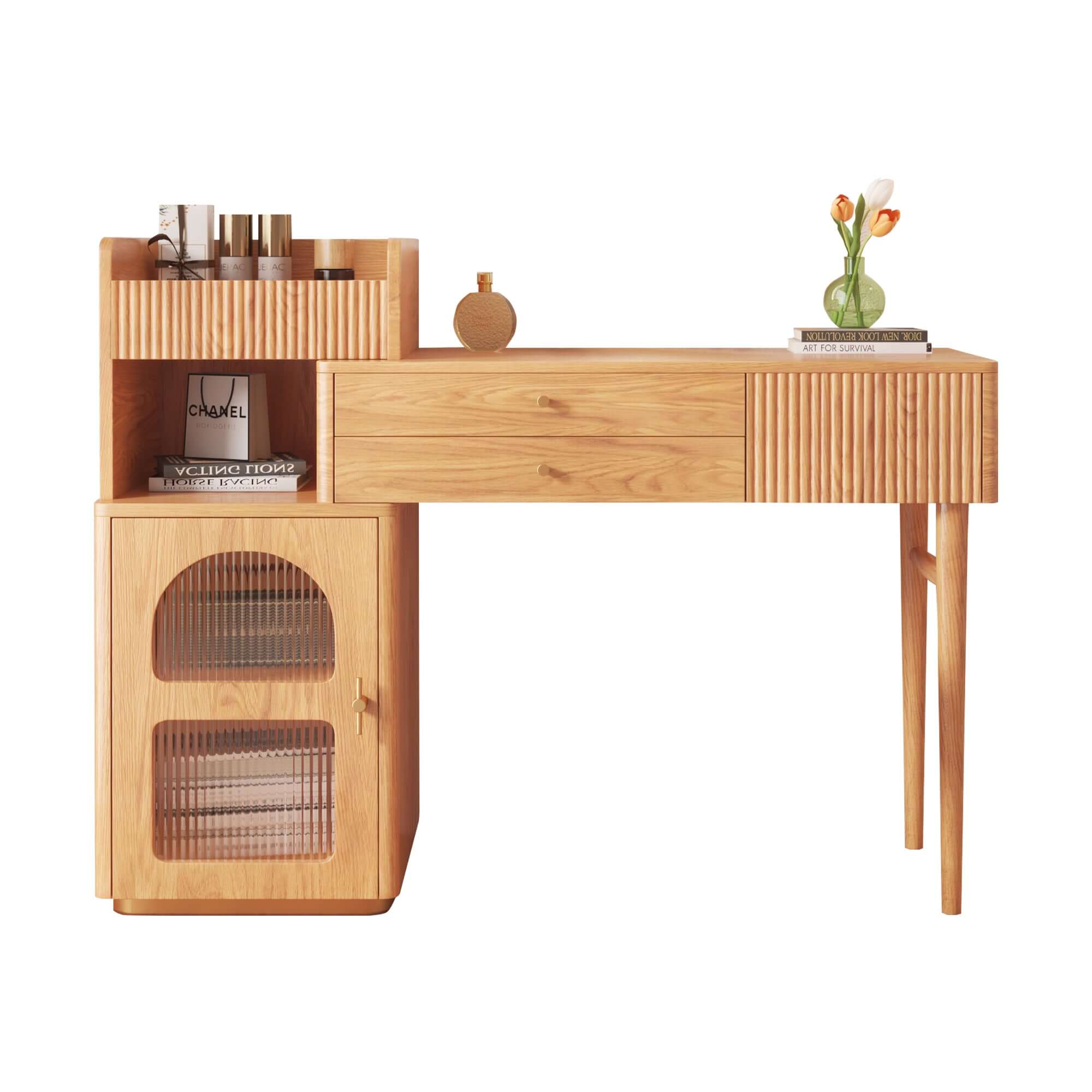 Stylish Wooden Dressing Table with LED Mirror - Vanity Desk for Makeup & Beauty - Perfect for Bedroom, Bathroom or Dressing Room