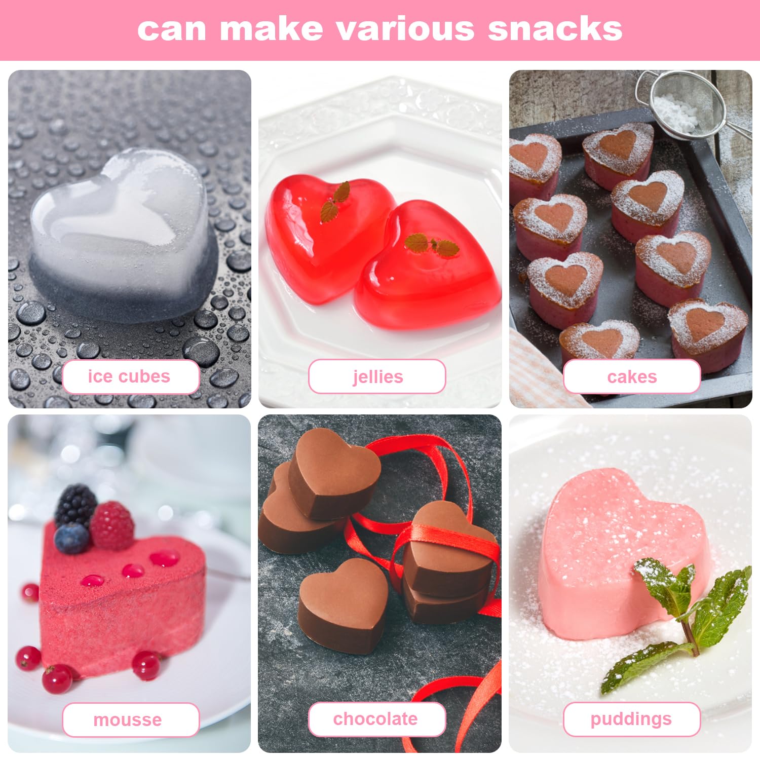 2-Piece Heart-Shaped Silicone Cake Mold Set - Non-Stick 3D Heart Baking Molds for Chocolate Mousse, Jelly, Cupcakes (Red) - Perfect for Valentine's Day, Birthday Parties & Romantic Desserts