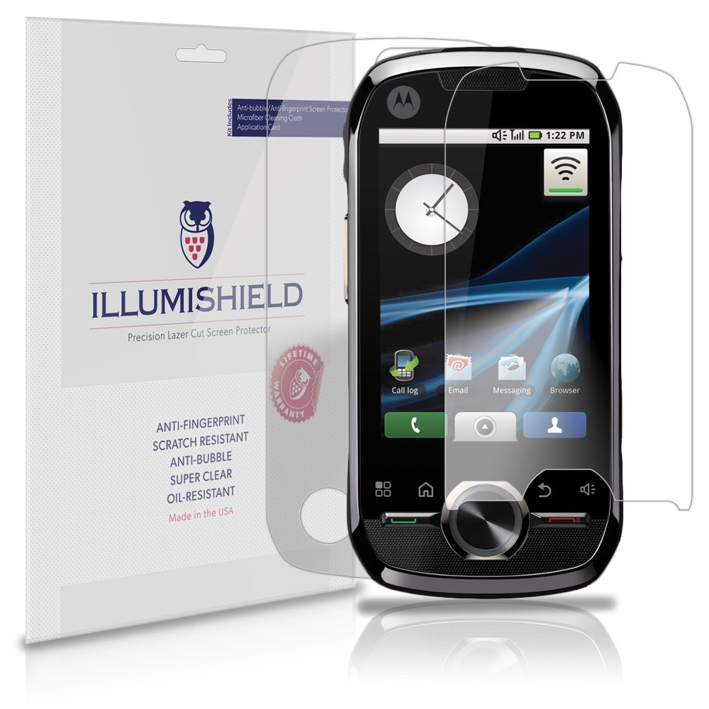iLLumiShield HD Clear Screen Protector for Motorola i1 - 3 Pack Anti-Bubble, Anti-Fingerprint PET Film - Front & Back Protection for Everyday Use, Work & Outdoor Activities
