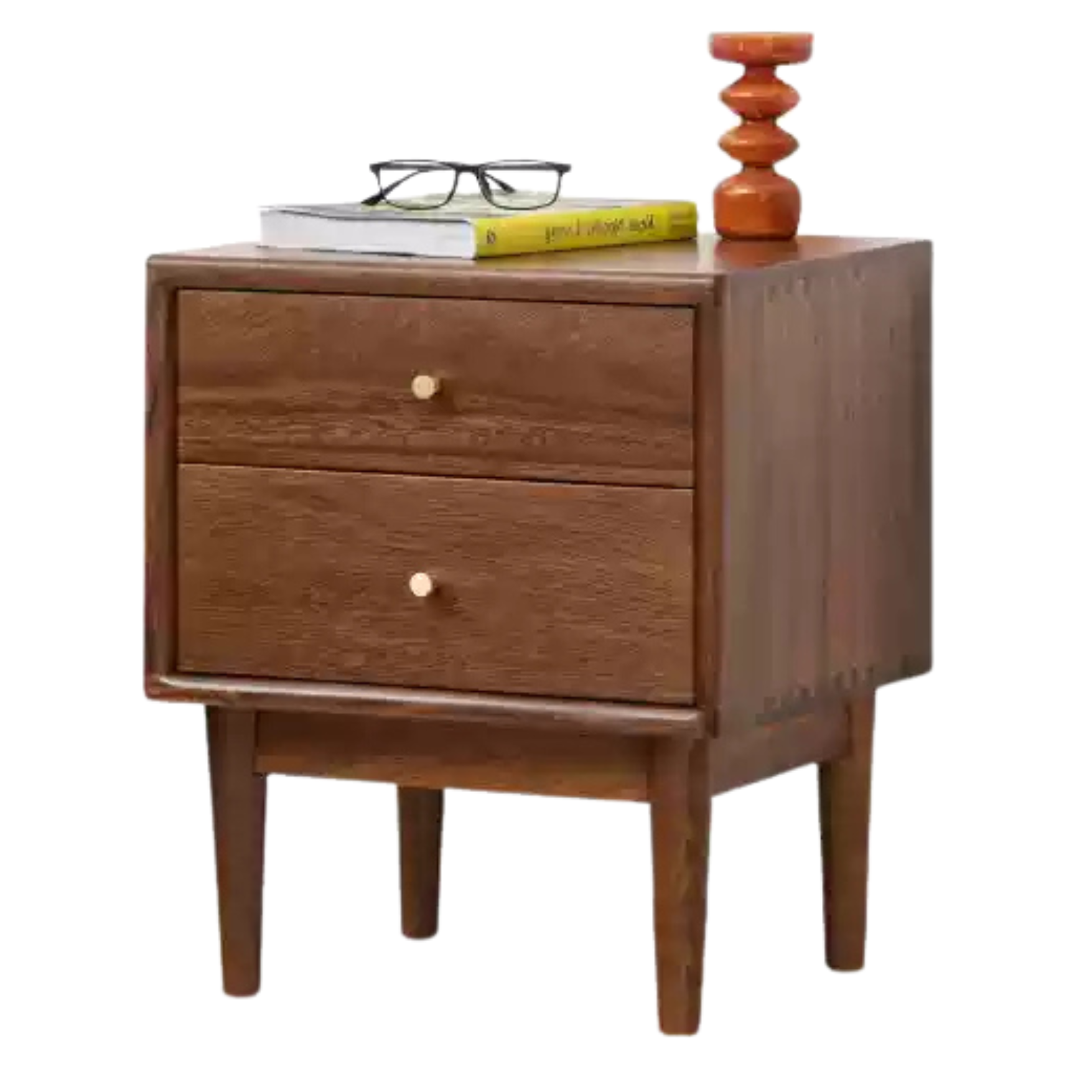 Premium Black Walnut Solid Wood Nightstand - Handcrafted Bedside Table with Drawer | Perfect for Bedroom, Living Room & Guest Room Decor