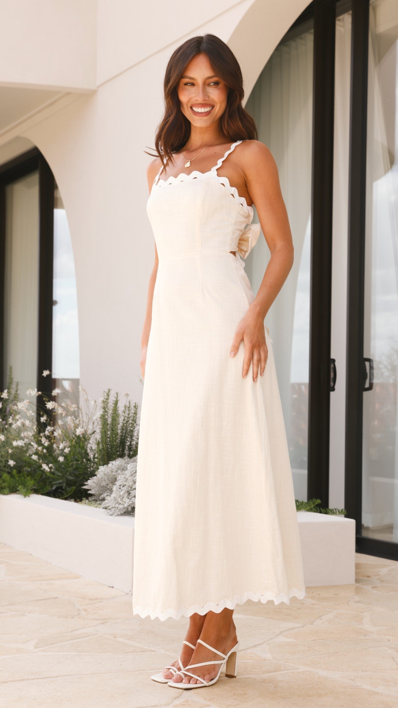 Fiora Maxi Dress in Oat - Elegant Long Flowy Summer Dress for Women | Perfect for Beach, Vacation, and Casual Outings