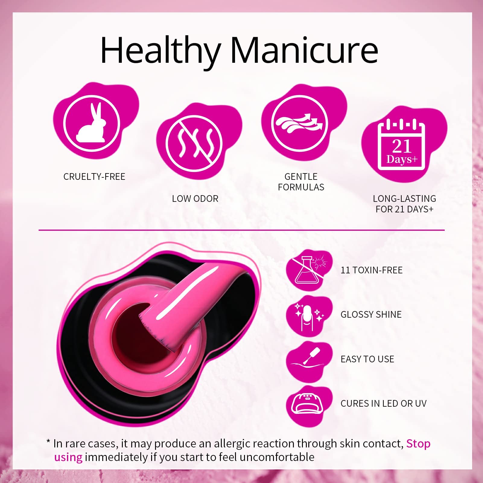 UR SUGAR 6 Colors Pink Gel Nail Polish Set - Soak Off UV/LED Lamp Nail Varnish Kit with Light Pink, Neon Pink & Hot Pink Shades | All-Season DIY Manicure | Valentine's Day Gift for Women & Girls | Perfect for Home Nail Art, Parties & Special Occasions